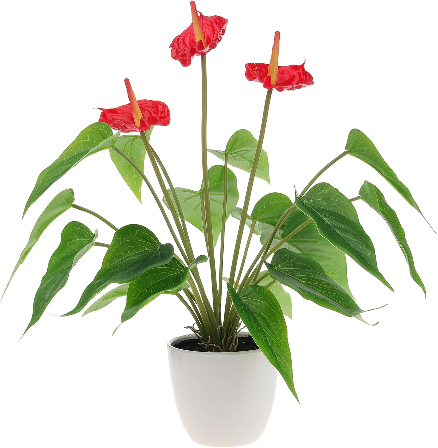 Quancru 42Cm Pink Artificial Anthurium Lily Flower Fake Andraeanum Plant Decor Real Touch Simulation Bonsai DIY Wedding Party Show Ceremony