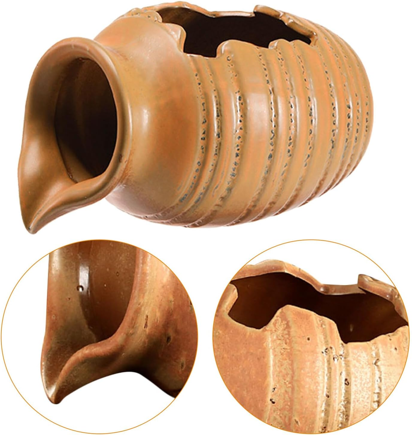 Ceramic Water Dispenser Fountain for Outdoor Multi-Functional Hydroponic Planter Jar for Garden Balcony Courtyard Elegant Water Flowing Design Not Includes Pump image number 1