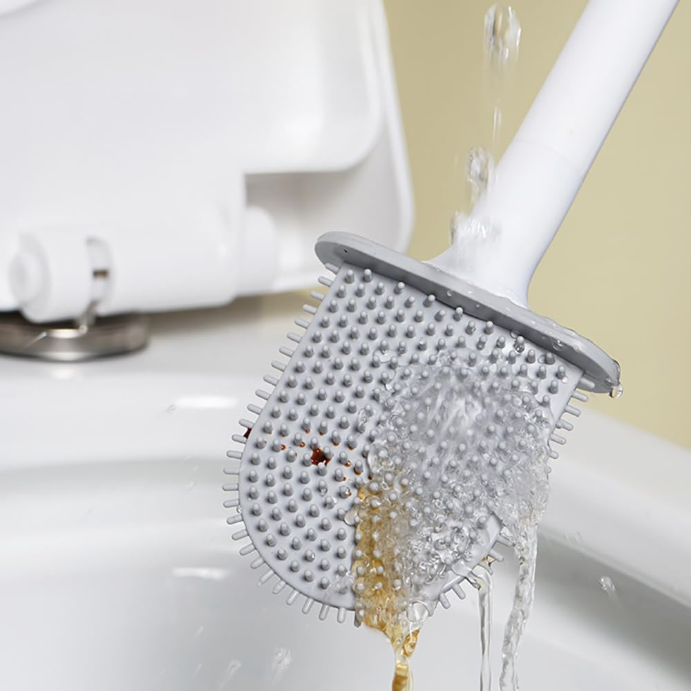 Tongke Silicone Toilet Brush with Wall Mount Holder, Flexible Head Design (Black) image number 1