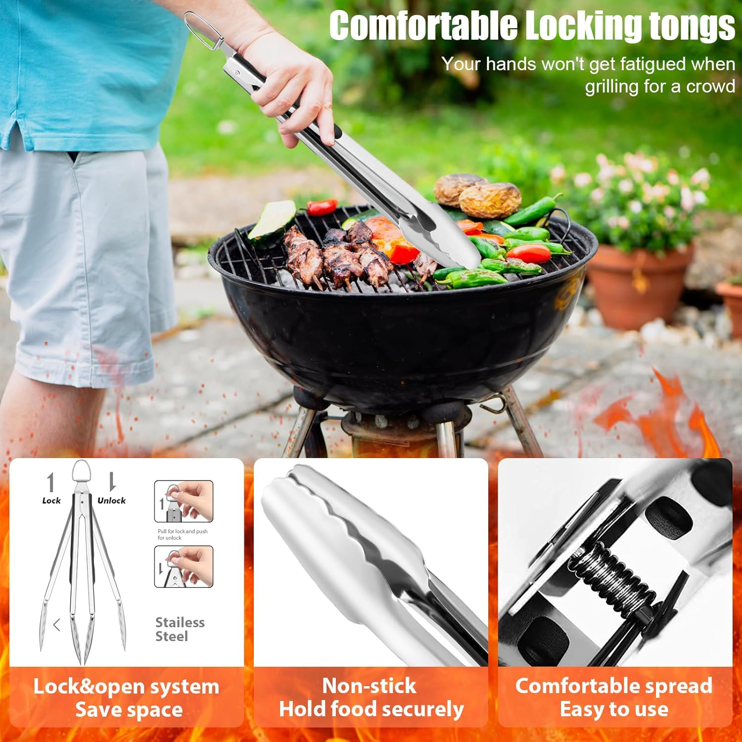 31Pcs BBQ Grill Accessories Set for Men Dad, Heavy Duty Grilling Tools Gifts for Fathers Day, Stainless Steel BBQ Utensils Kit with Mats, Grill Brush in Carrying Bag Brown image number 1