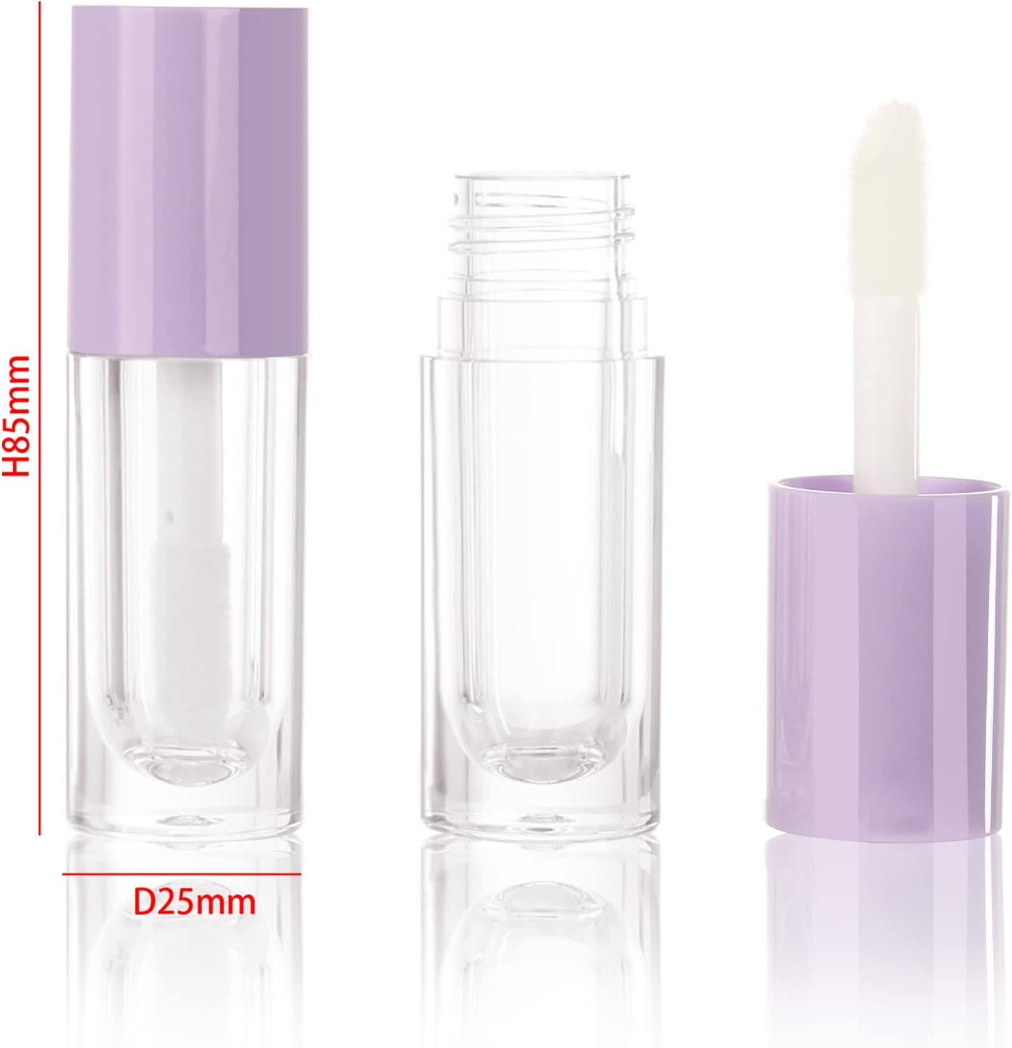 COSIDEA 14Pcs Empty Purple 6Ml Big Brush Lip Gloss Tubes for DIY Lip Gloss, Lipgloss Containers - Beige image number 5
