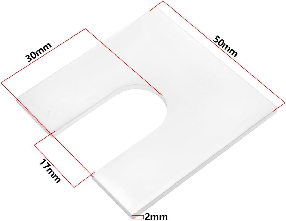 Emagtech 10Pcs Aluminium Packers Horseshoe U Shims Metal Spacers 50Mm X 50Mm with 17Mm Slots Fender Alignment U Shim Flat Plate Square Washer, 2Mm Thickness image number 1