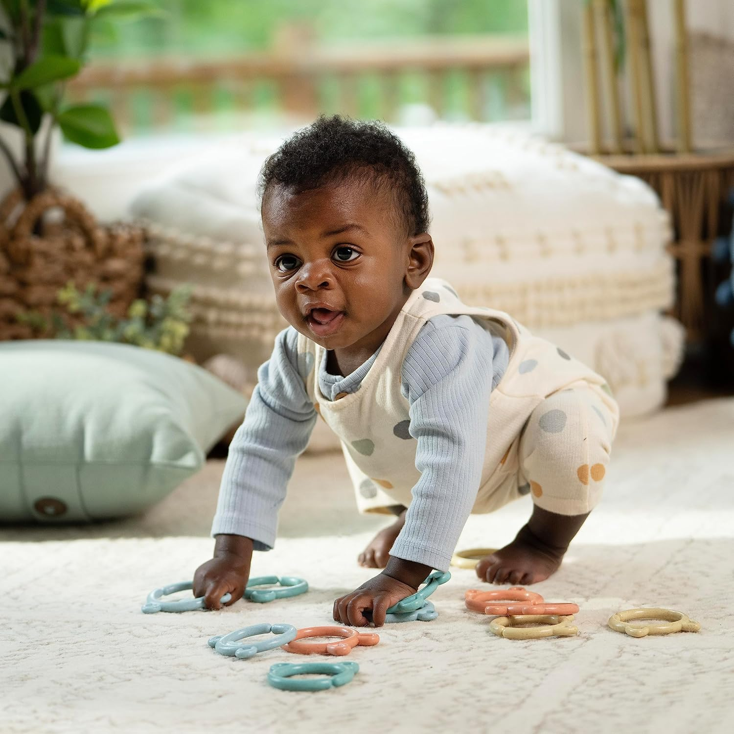 Ingenuity Sheppy'S Squad Toy Links for Newborn and Up, 12 Links, Plant-Based and Bpa-Free Materials, Multi-Texture image number 3