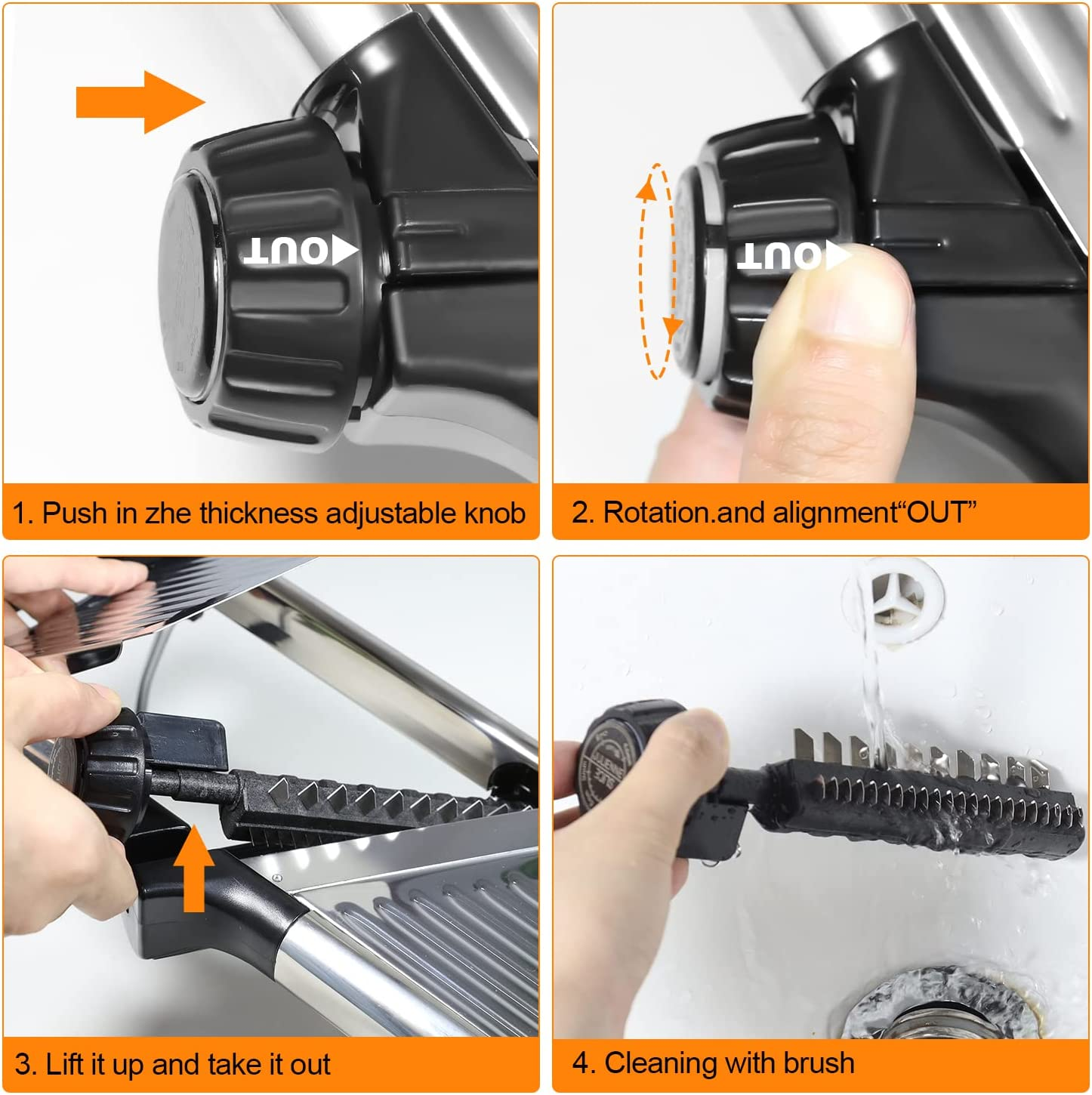 Adjustable Mandoline Food Slicer Vegetable Slicer Fruit Cutter Stainless Steel Kitchen Julienne Slicer for Kitchen Waffle Fry Cut Potato Chip Vegetable Onion Cheese French Fry image number 5