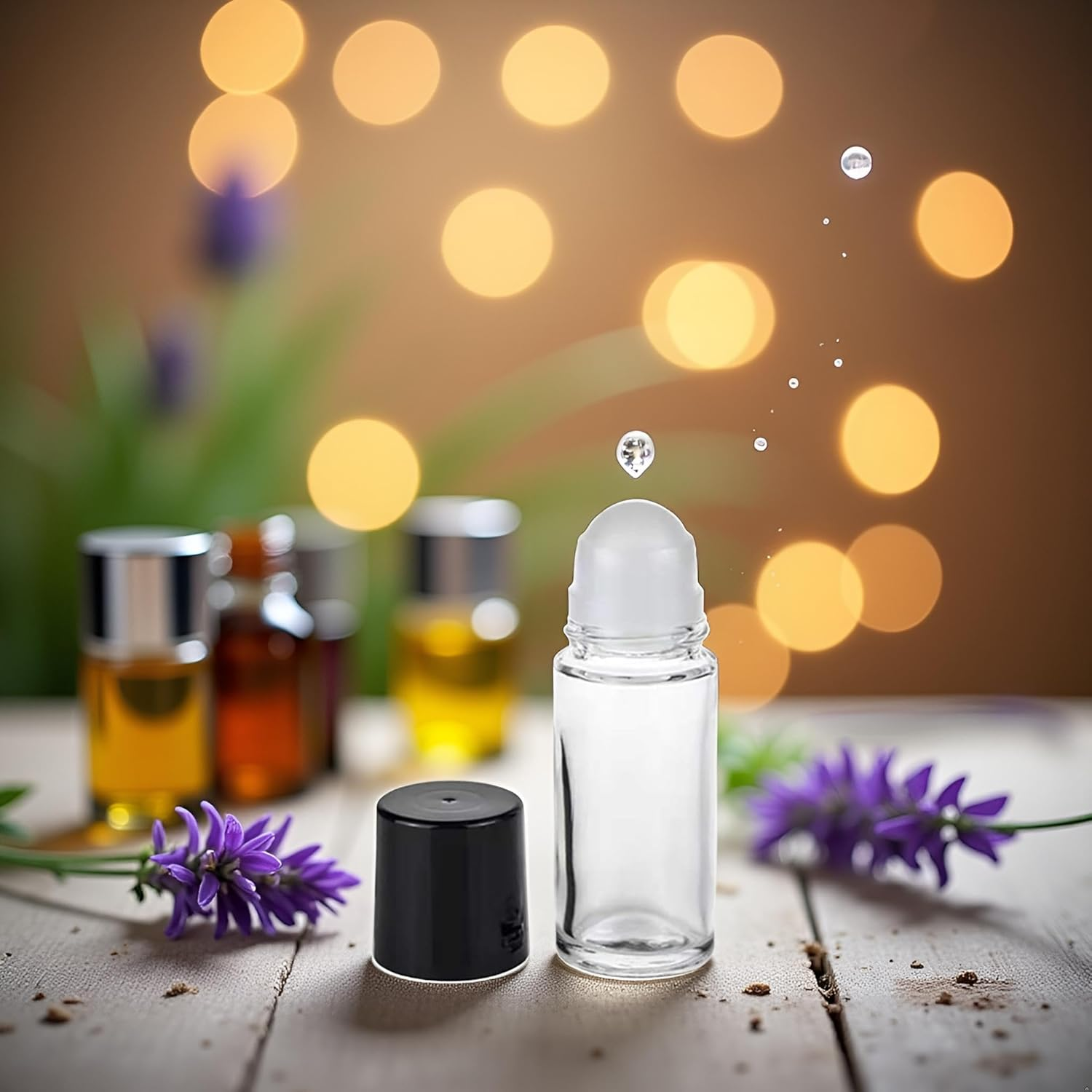 Juroicessry 2Pcs Black 30ML Clear Empty Glass Essential Oil Roller Bottles Vials Containers Refillable Roll-On Bottle,Refillable Cosmetic Containers Refillable,Roller Bottles,Tools and Accessories image number 2