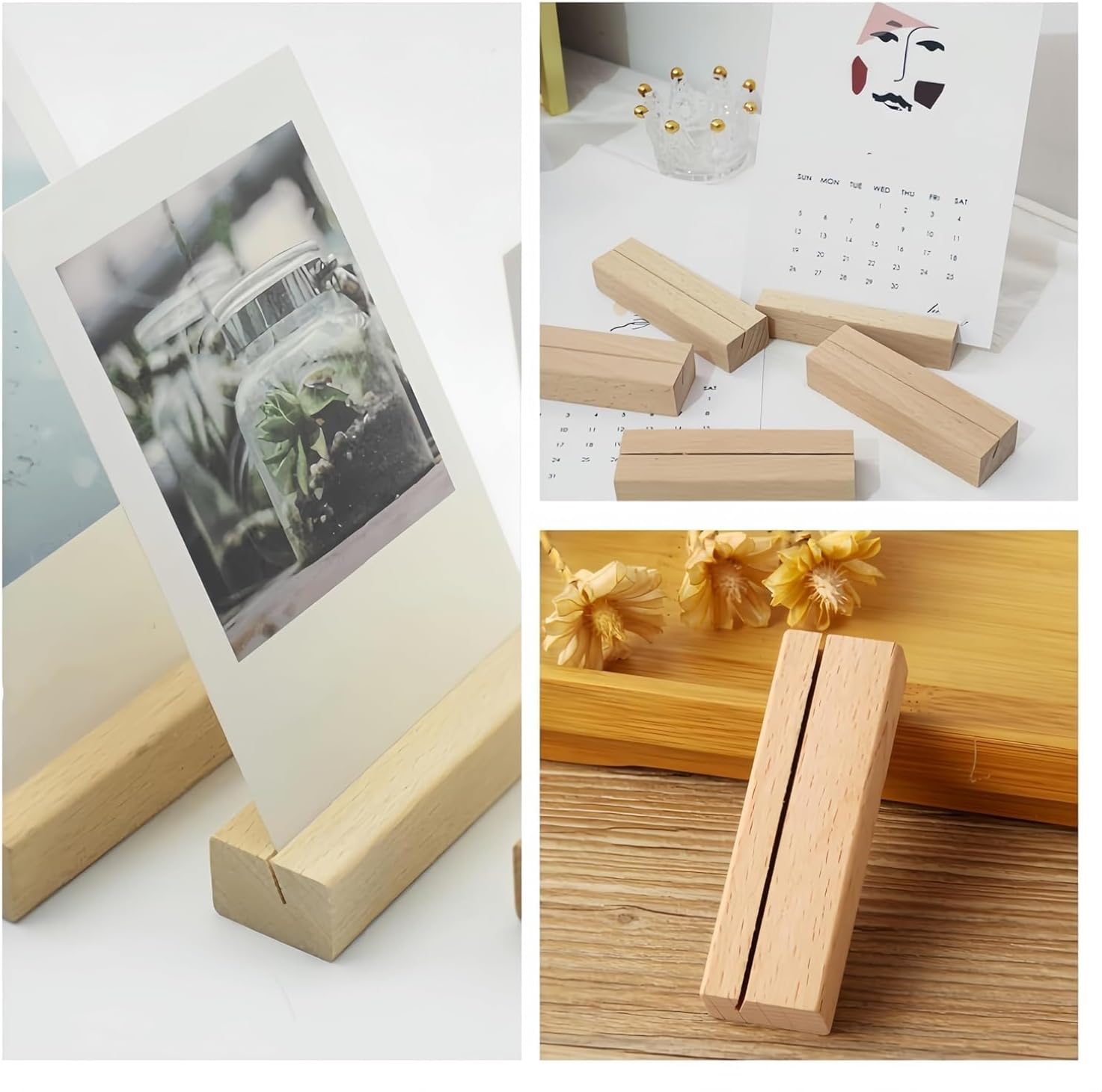 20 Pcs Table Number Holders Stands,Wooden Place Card Holders, Wood Sign Holders for Wedding Table Numbers, Menu Holder Place Card Holders for Display Name Card Photo Memo, (8*2.5*1.5 CM) image number 4