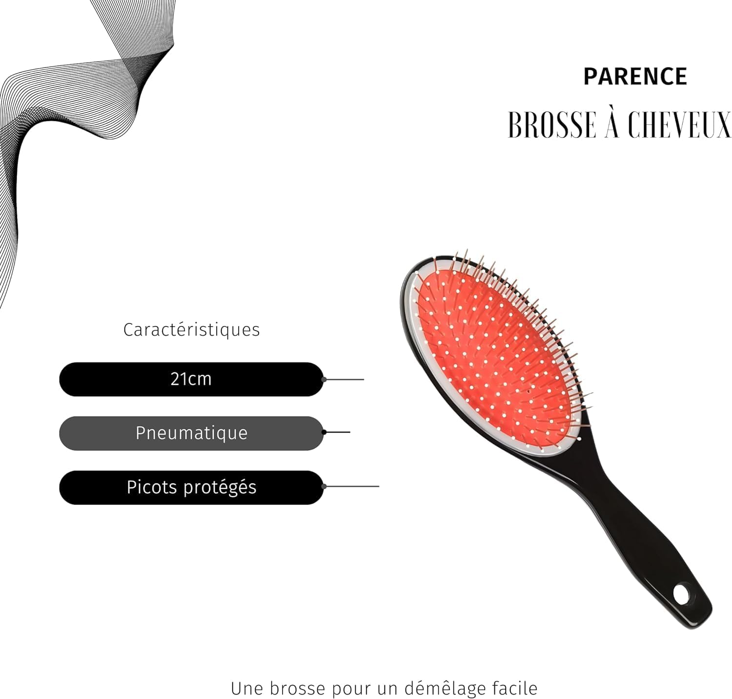 PARENCE. - Set of 2 Detangling Hair Brushes - Pneumatic Brushes with Protected Metal Bristles - 21 Cm