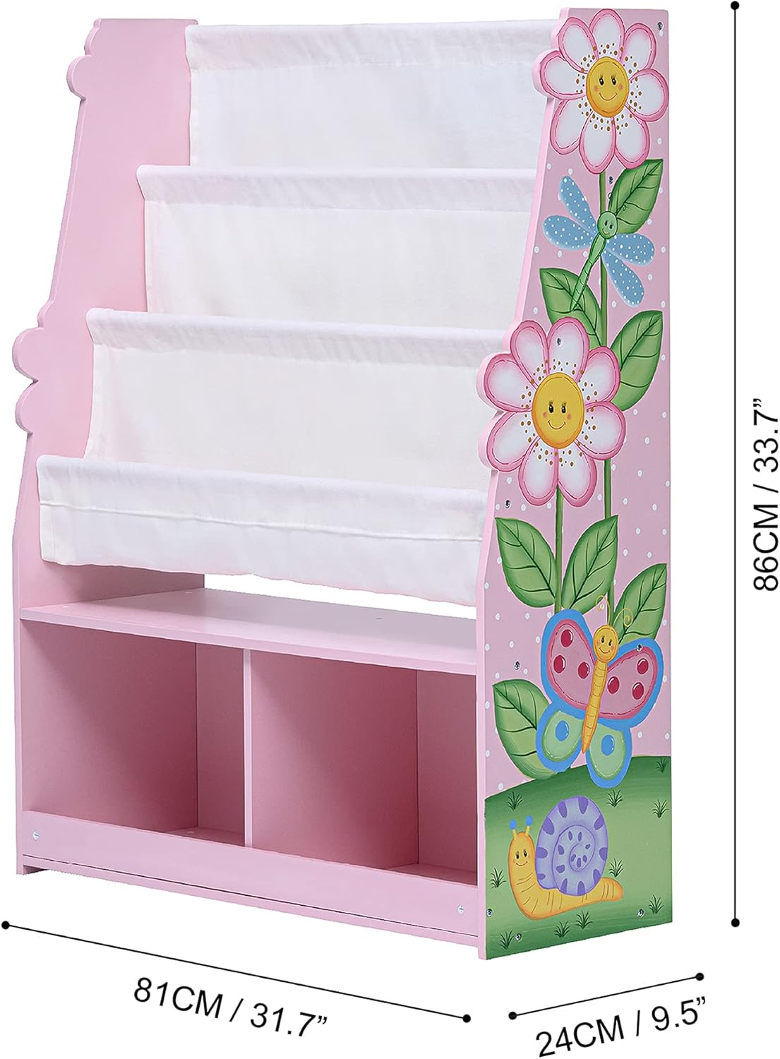 Fantasy Fields Magic Garden Kids Wooden Bookcase 4 Tier Bookshelf with Storage, Pink image number 6