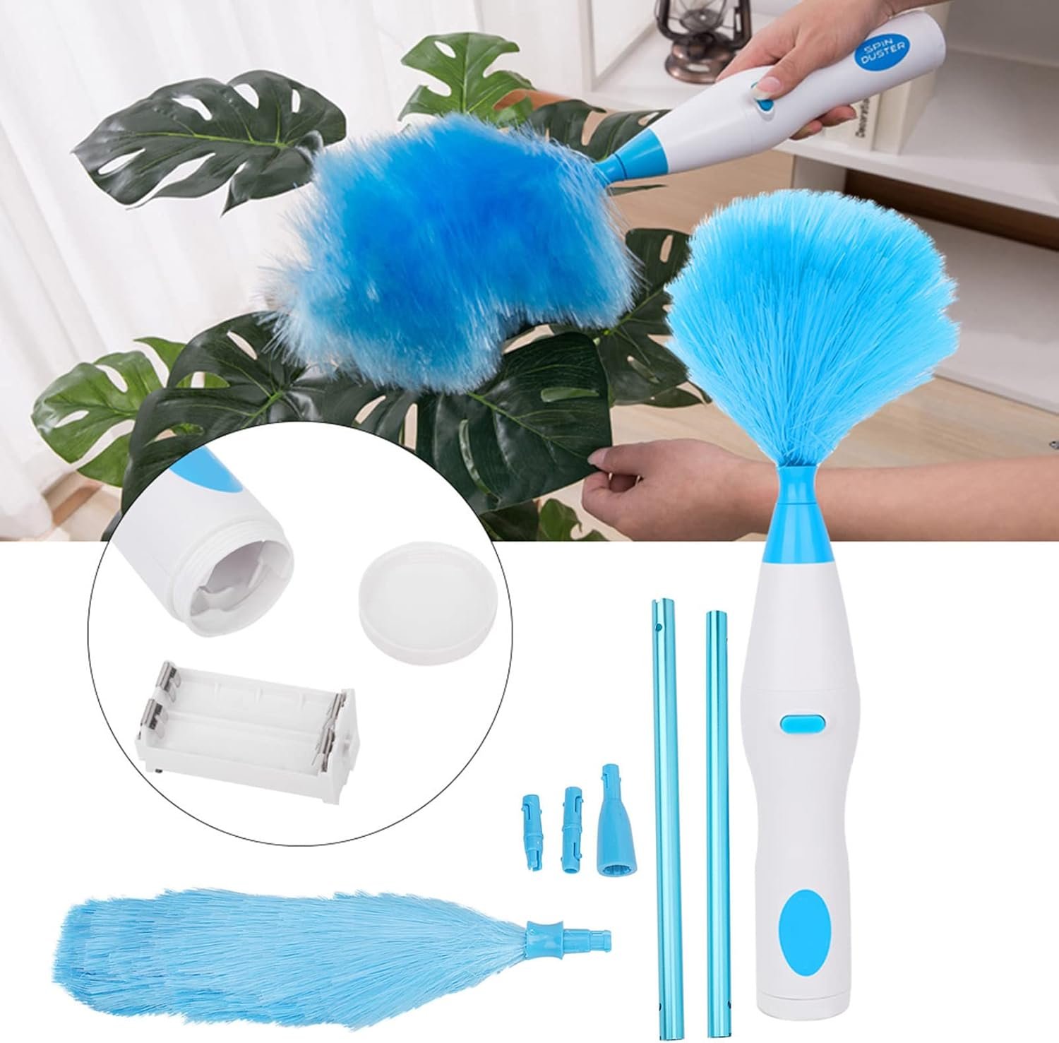 Electric Feather Duster with Bendable Design for Dusting, Window Blinds Furniture Tool for Home and Office image number 2