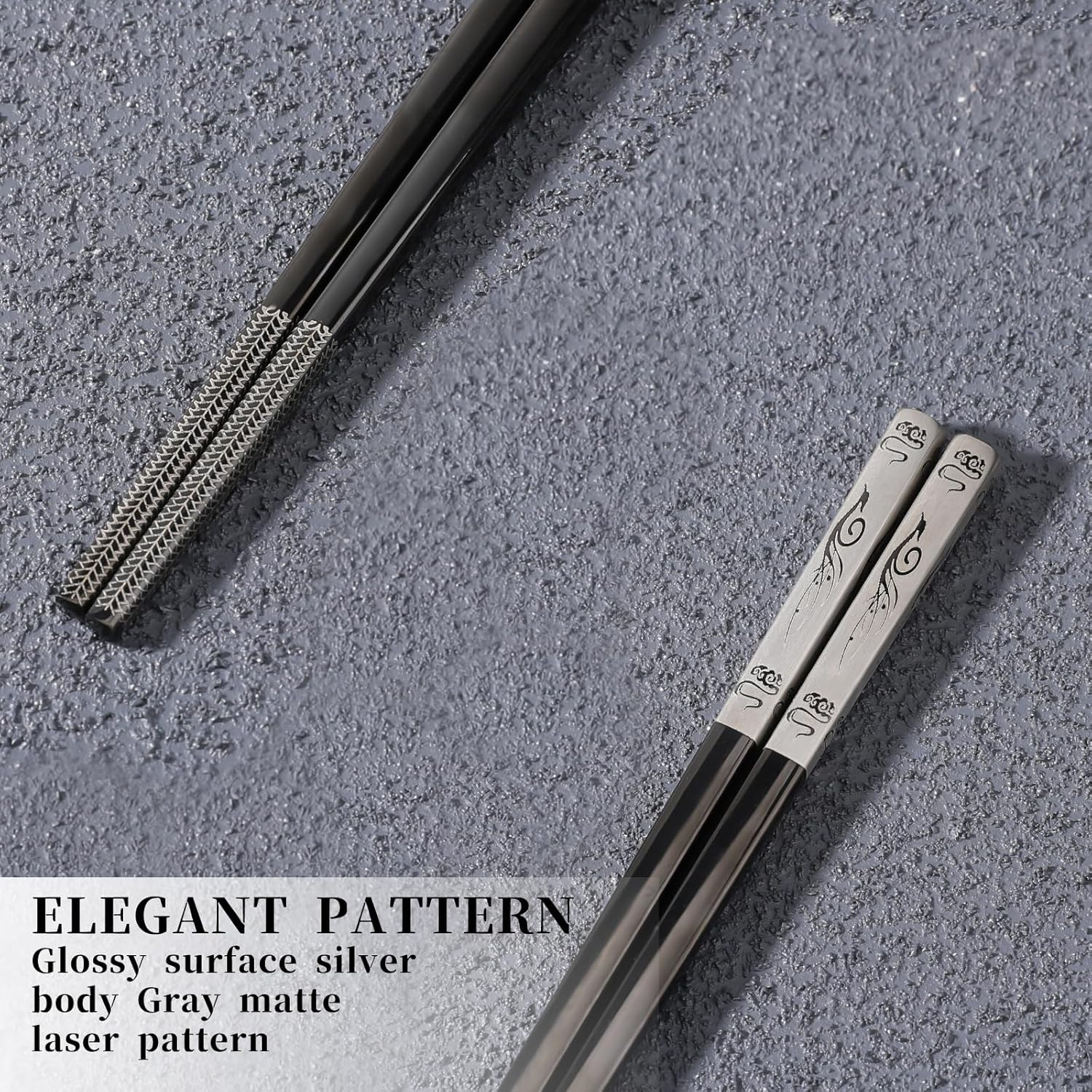 KALIONE 1 Pair Metal Chopsticks Reusable, Travel Stainless Steel Chopsticks with Case, Laser Engraved Titanium Chop Sticks, Phoenix Pattern Portable Chopsticks with Pull Design Case image number 6