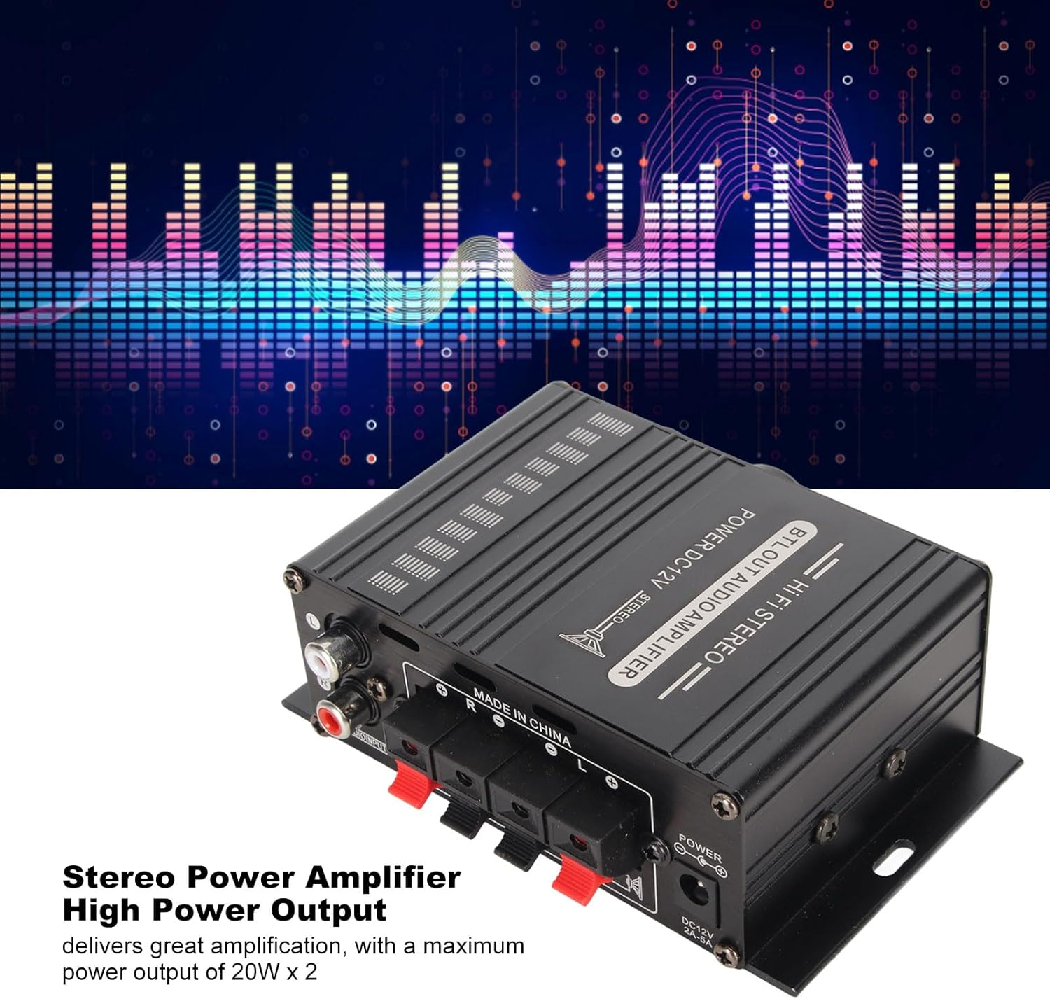 Power Amplifier, 20W X 2 Hifi Stereo Bluetooth 5.0 Digital Audio Amp 2 Channel Amplifier for Karaoke, Home Theater, and Car Radio Systems image number 1