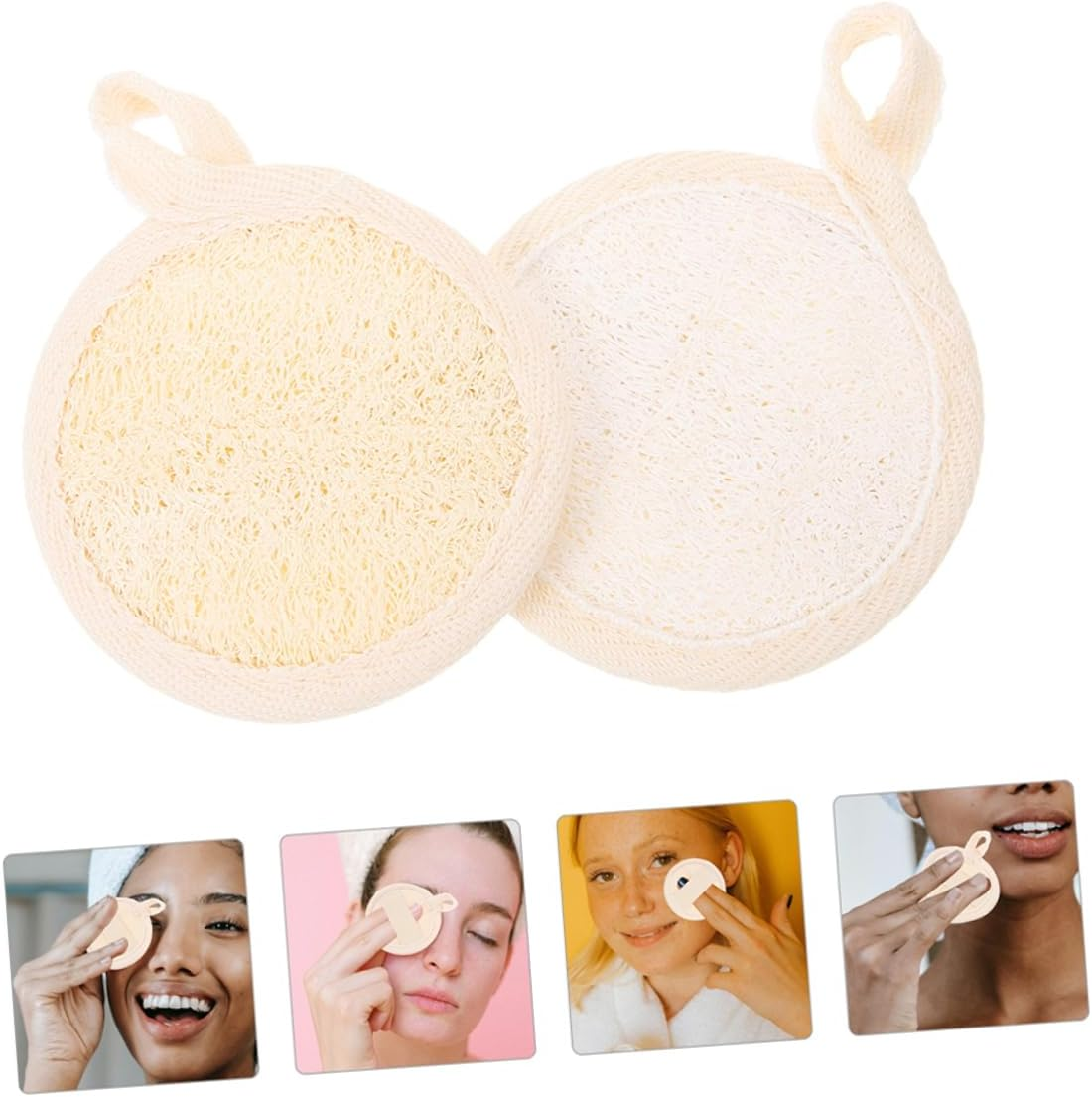Minkissy 3Pcs Cotton and Linen Mud Bath Loofah Face Scrubber Exfoliating Pads for Facial Cleaning in Shower image number 1