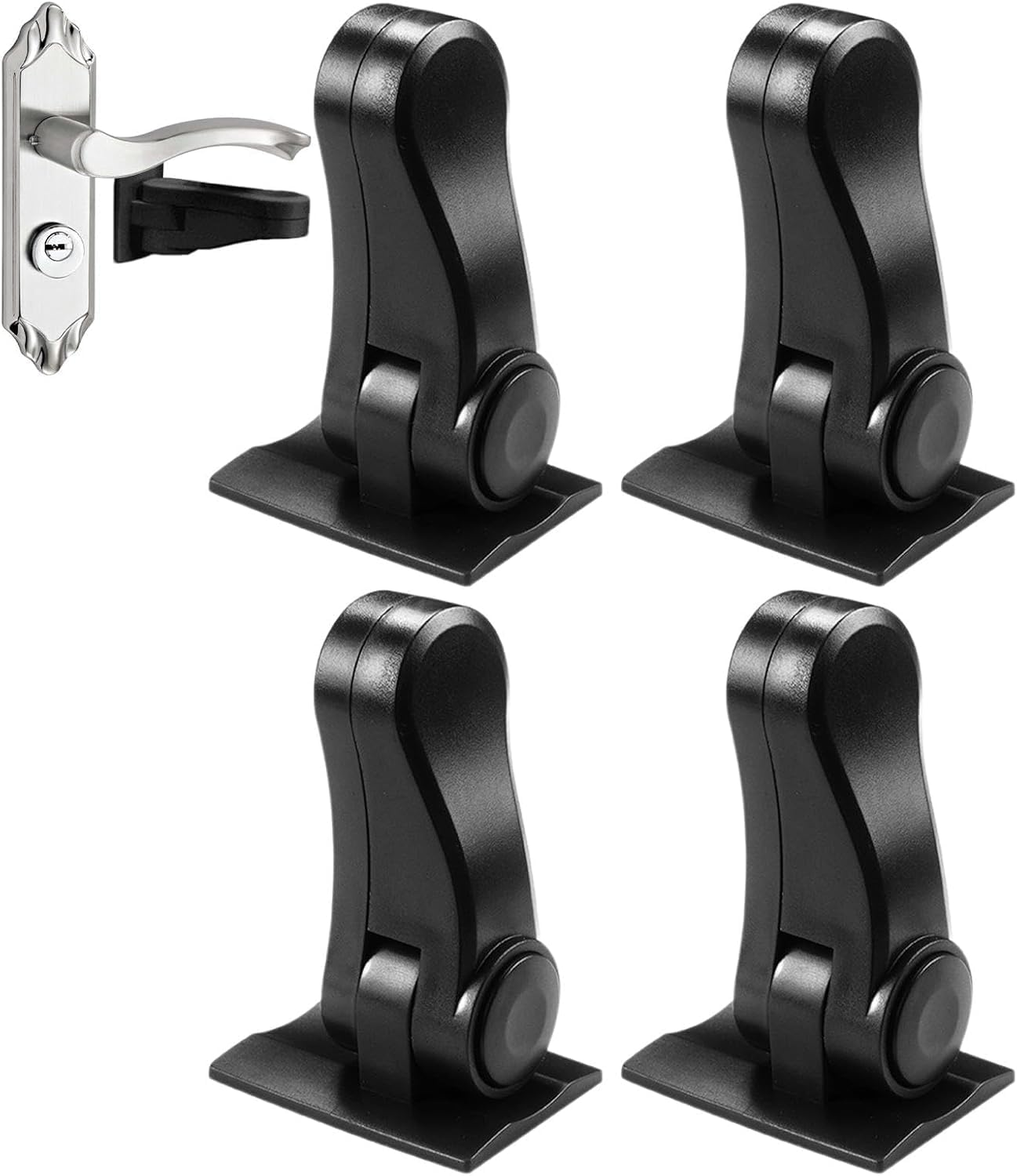 4Pack Child Proof Door Lever Locks,Heavy Duty Door Handle Locks for Baby Safety and Deter Pet Opening the Door, No Drilling Baby Proofing Door Locks（Black image number 3