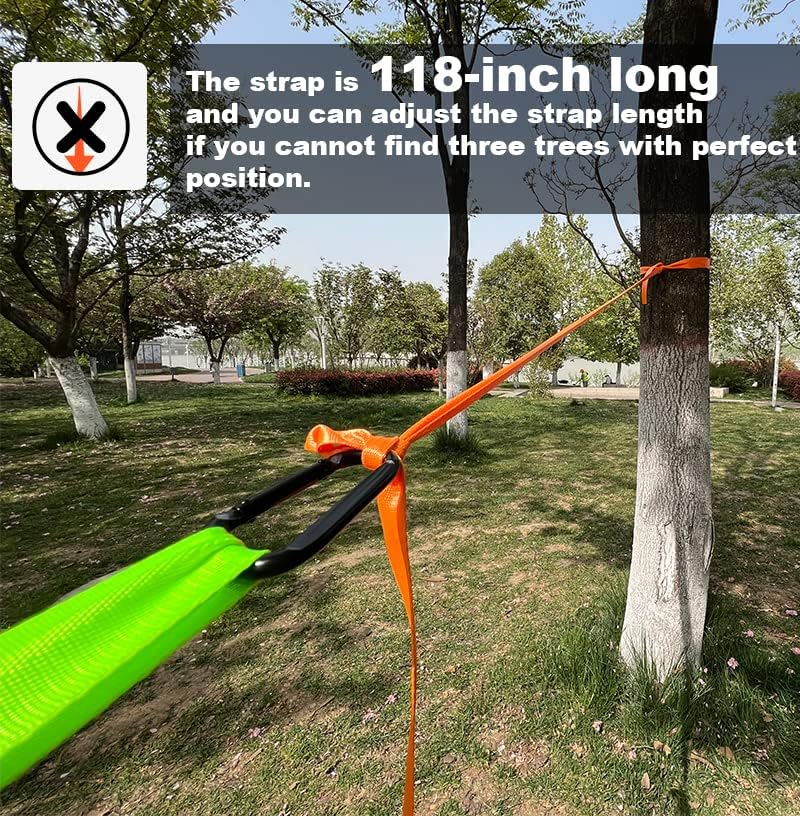 CEPTEN Hammock Triangle Outdoor Multiplayer Mesh Hanging Bed Easy Installation Nap Picnic Blossom Viewing Family Travel Goods... (157 * 157 * 157Inch, Black) image number 4