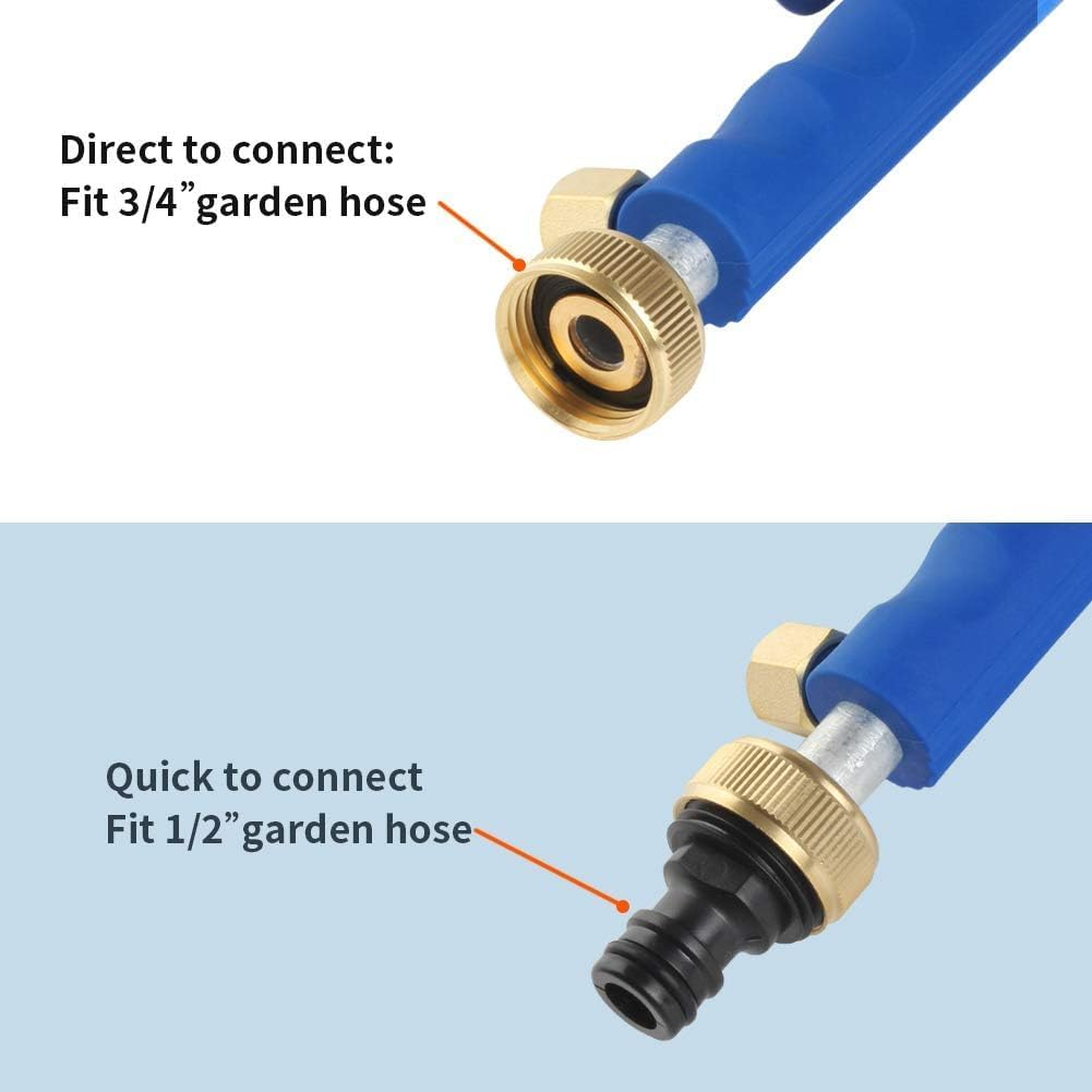 WADY High Pressure Power Washer Wand & Hydro Jet Water Hose Nozzle - Multi-Purpose Cleaning Tool for Gutters, Patios, Cars, Pets, Windows & Glass (Blue)