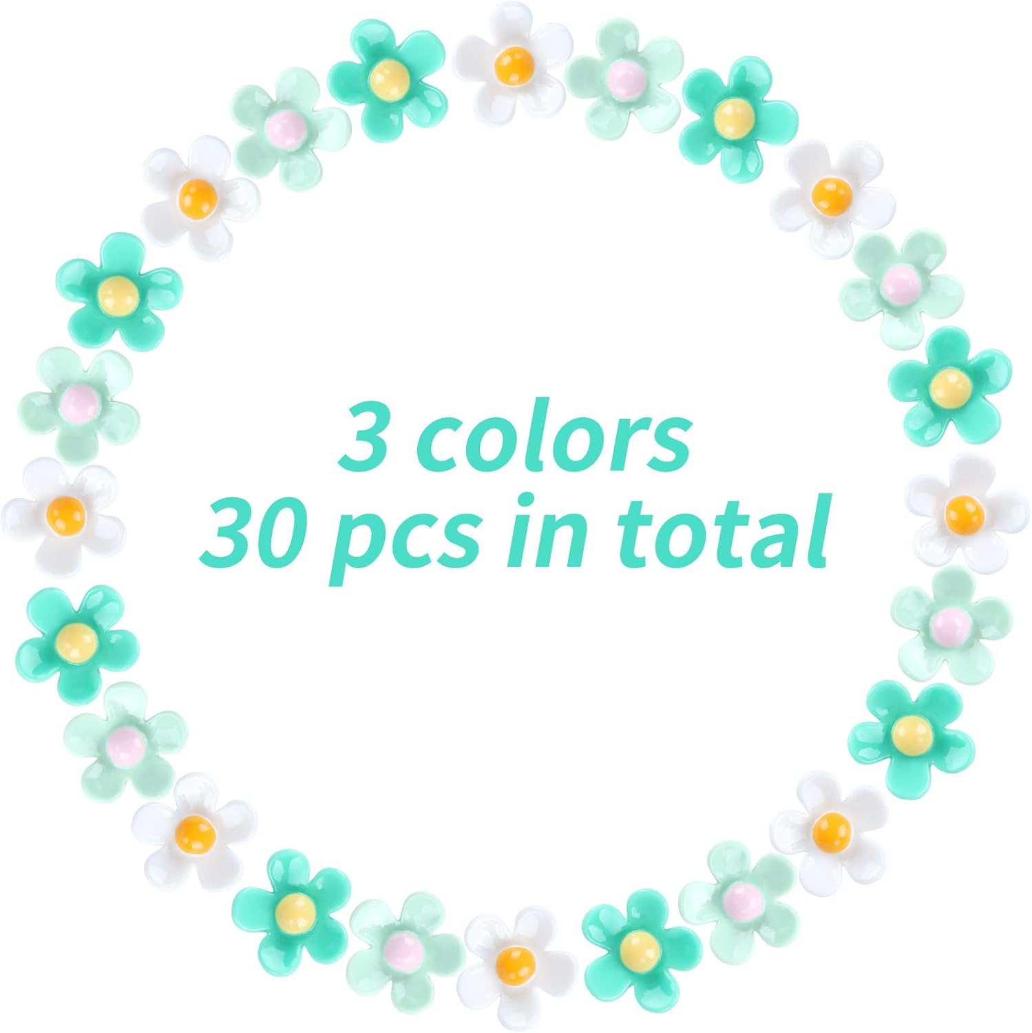 Flower Push Pins, 30Pcs Green Decorative Thumb Tacks for Cork Board, Photo Wall, Feature Wall, Map, Bulletin Board, Office or Home image number 2