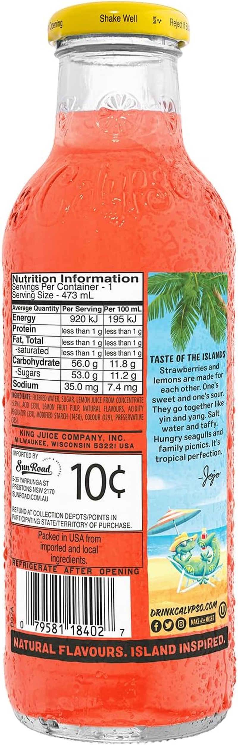 Calypso, 12 X 473Ml, Strawberry Lemonade image number 3