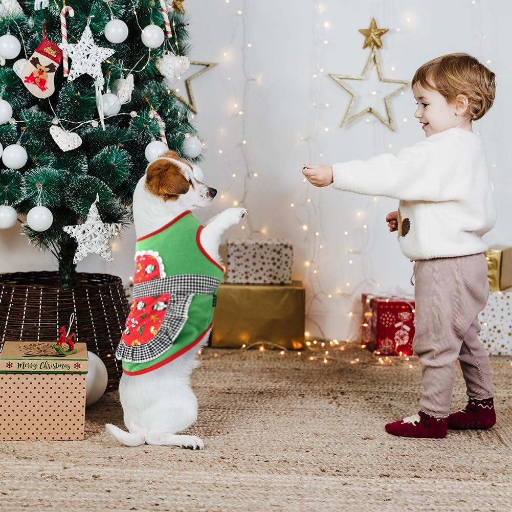 Christmas Jumper Costume for Dogs Red Warm Dog Sweatshirt Cats Christmas Jumper Winter Fleece Jumper Cat Outfit for Chihuahua Poodle Bichon Pomeranian (B)