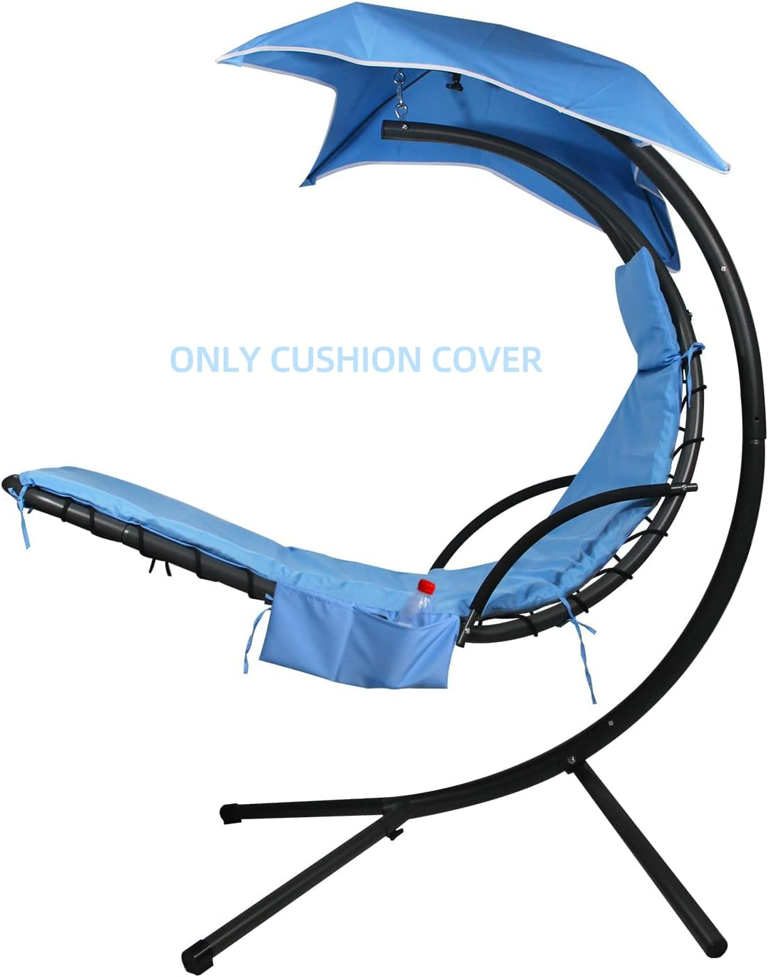 Outdoor Hanging Lounge Chair Replacement Cushion Cover and Umbrella Fabric, Made for Patio Curved Chaise Hammock Floating Swing Chair Pads, Waterproof Soft Fabric (Cushion Not Included), Blue image number 6
