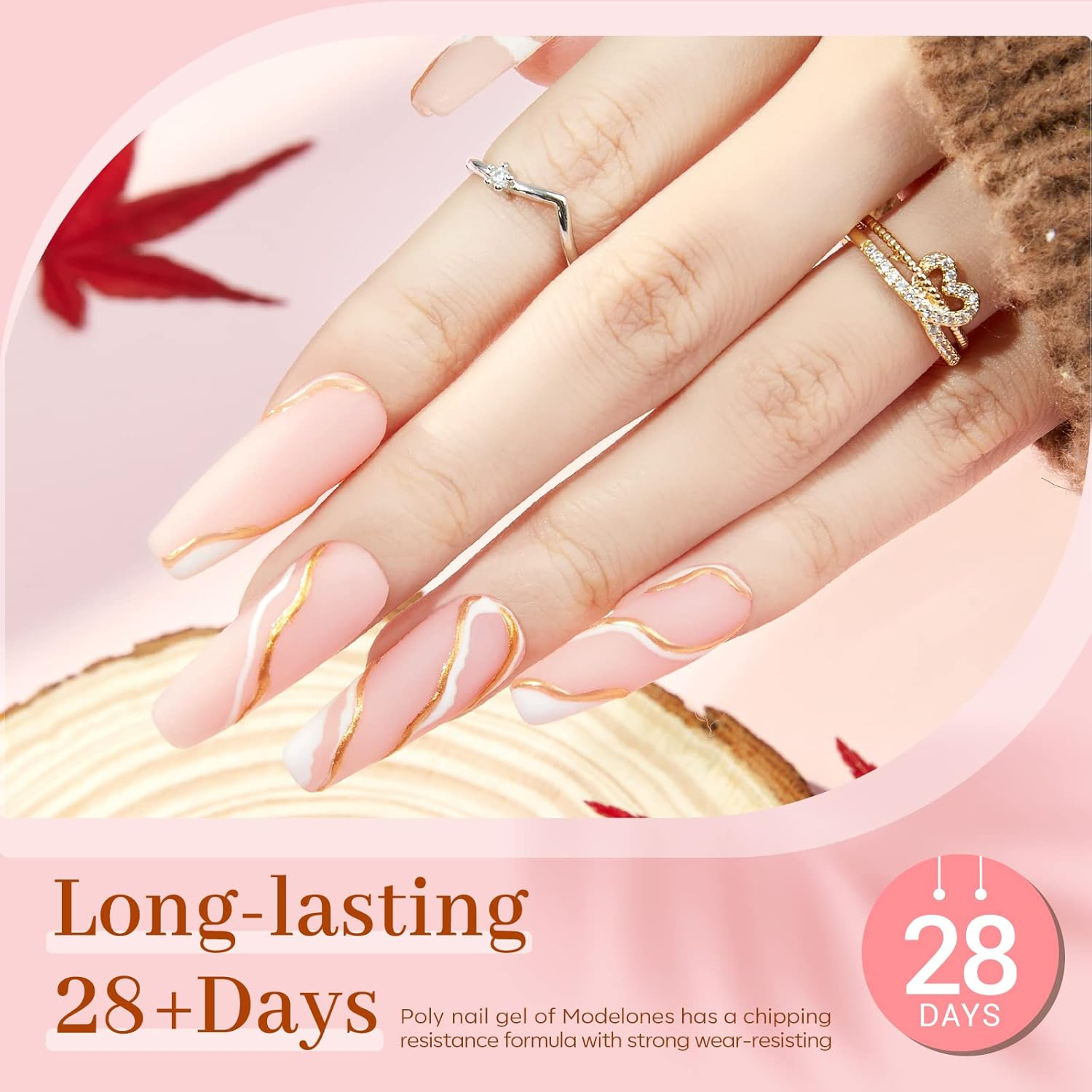 Modelones Poly Extension Gel Kit for Nail, 6 Colors Pink Nude Collection Poly Nail Gel Set Builder Gentle Colors French Manicure DIY Design Home Salon image number 5