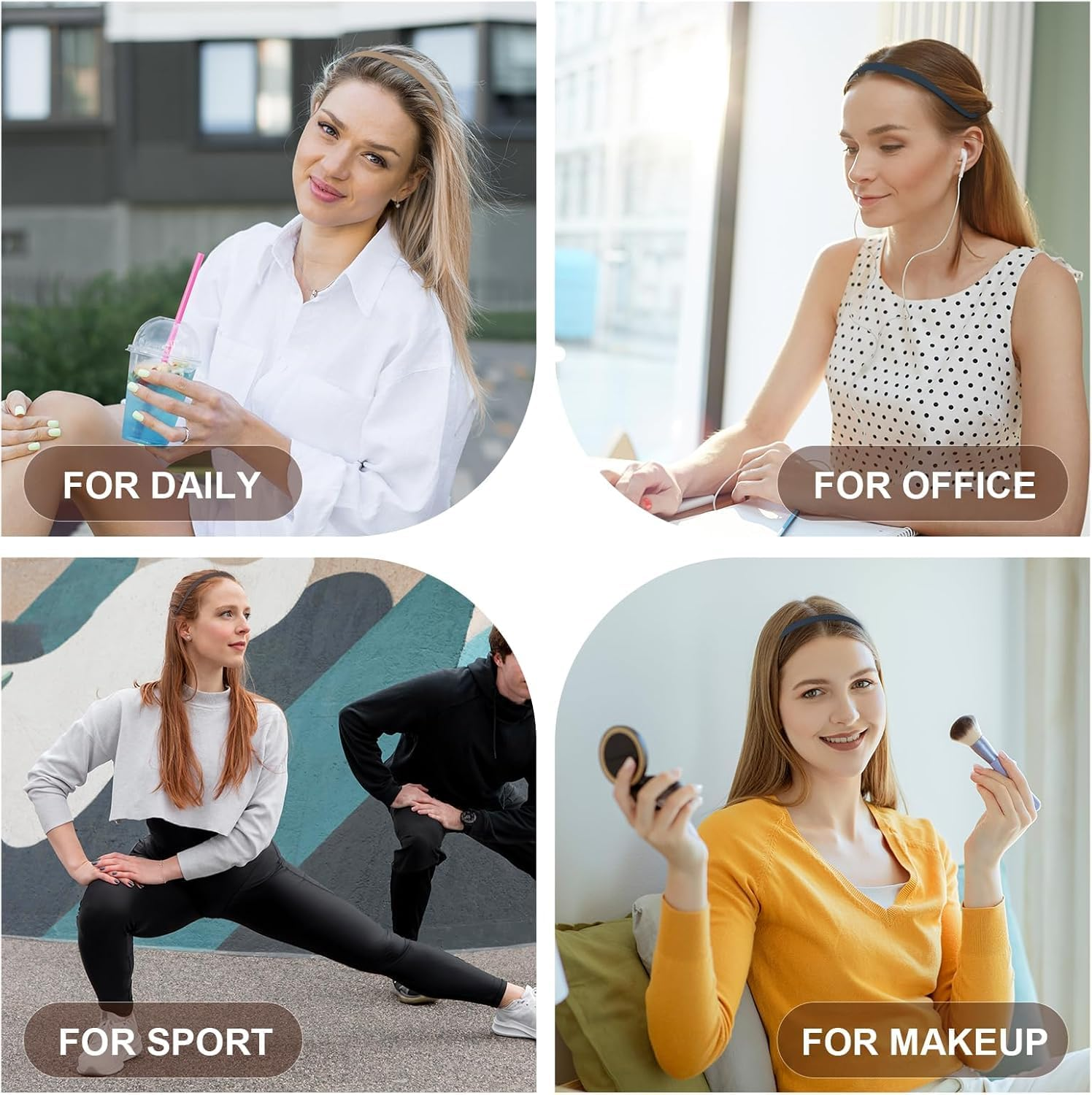 Trendy No Headache Head Bands, 3Pcs No Pressure Sunglass Headbands, Flex No Pressure Headbands for Women with Glasses