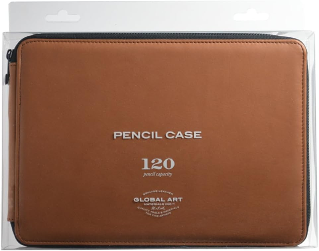 Global Art Materials 48-Piece Leather Pencil Case, Antique Brown, 96 image number 4
