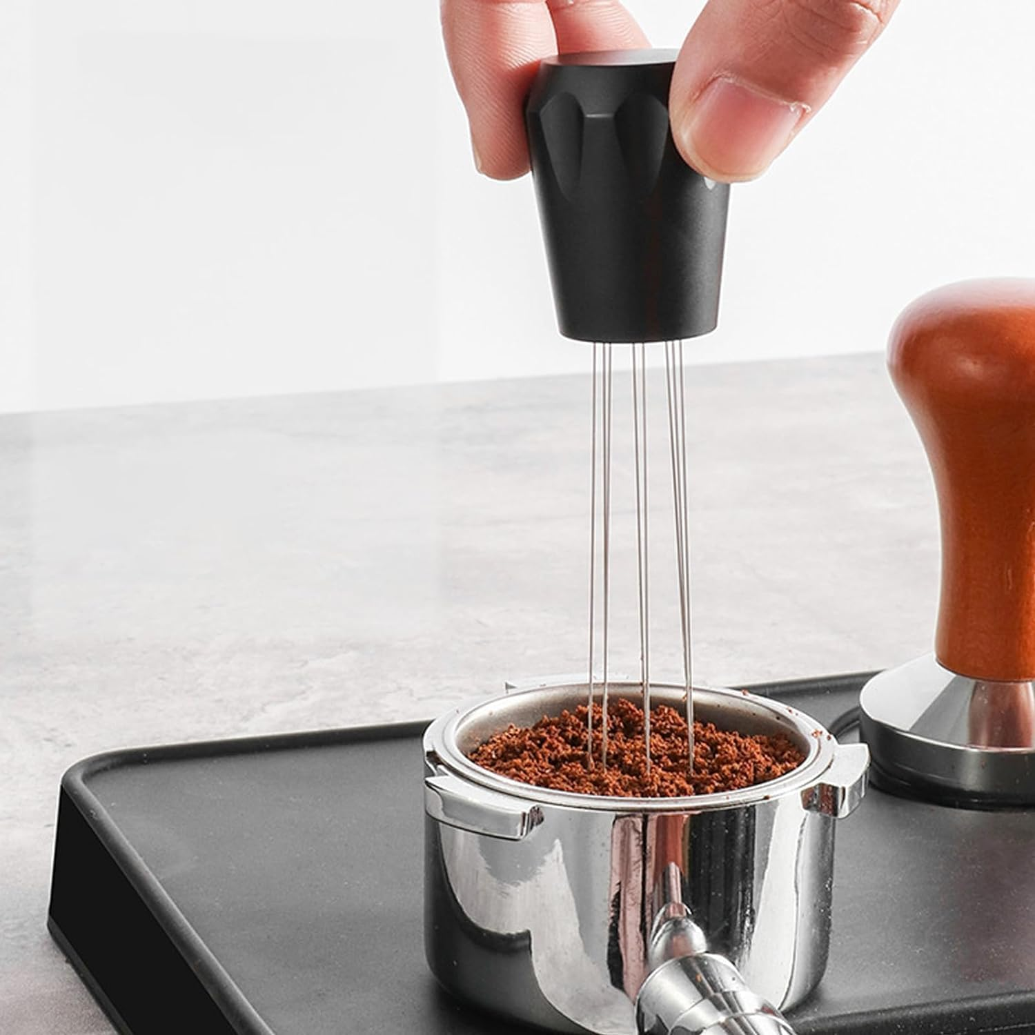 Stainless Steel Needles Barista Tool, 1Pc Stirring Tamper Distributor WDT Tool Espresso Needle Stirrer Stirring Tool with Stand 304 Stainless Steel 12 Needles 0.4Mm Coffee Tamper Distribution Tool image number 6
