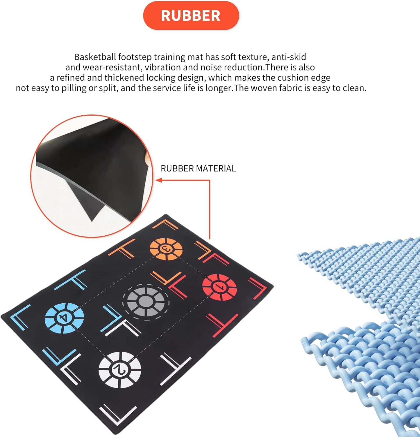 Basketball Footstep Training Mat, Non-Slip Shock Absorbing Silent Basketball Dribble Trainer, Point Reminder 2Mm Basketball Practice Equipment for Children below 150Cm Ball Control image number 6