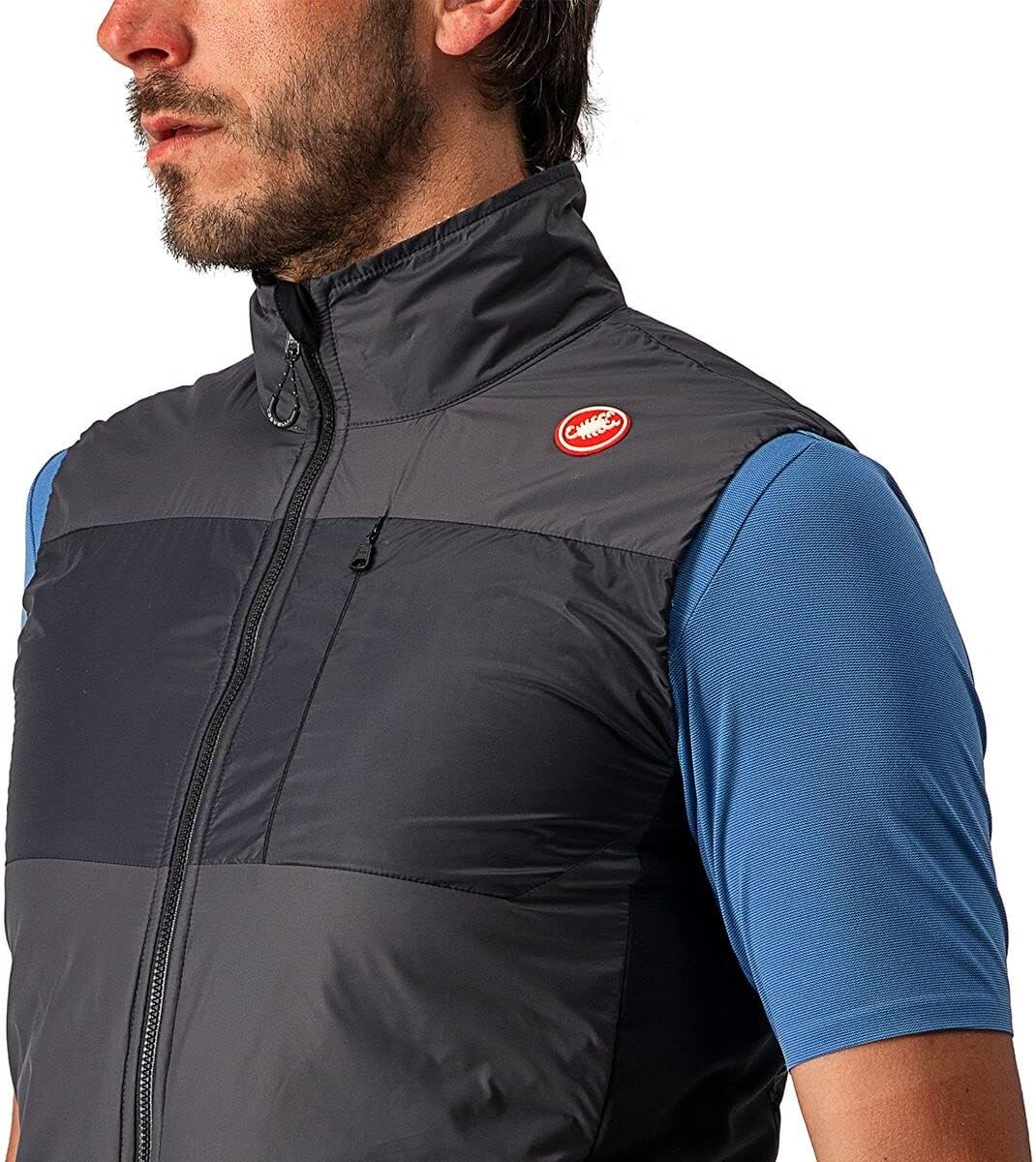 Castelli Men'S Unlimited Puffy Vest Sports, Light Military Gray/Dark Gray-Brilliant Orange, L image number 3