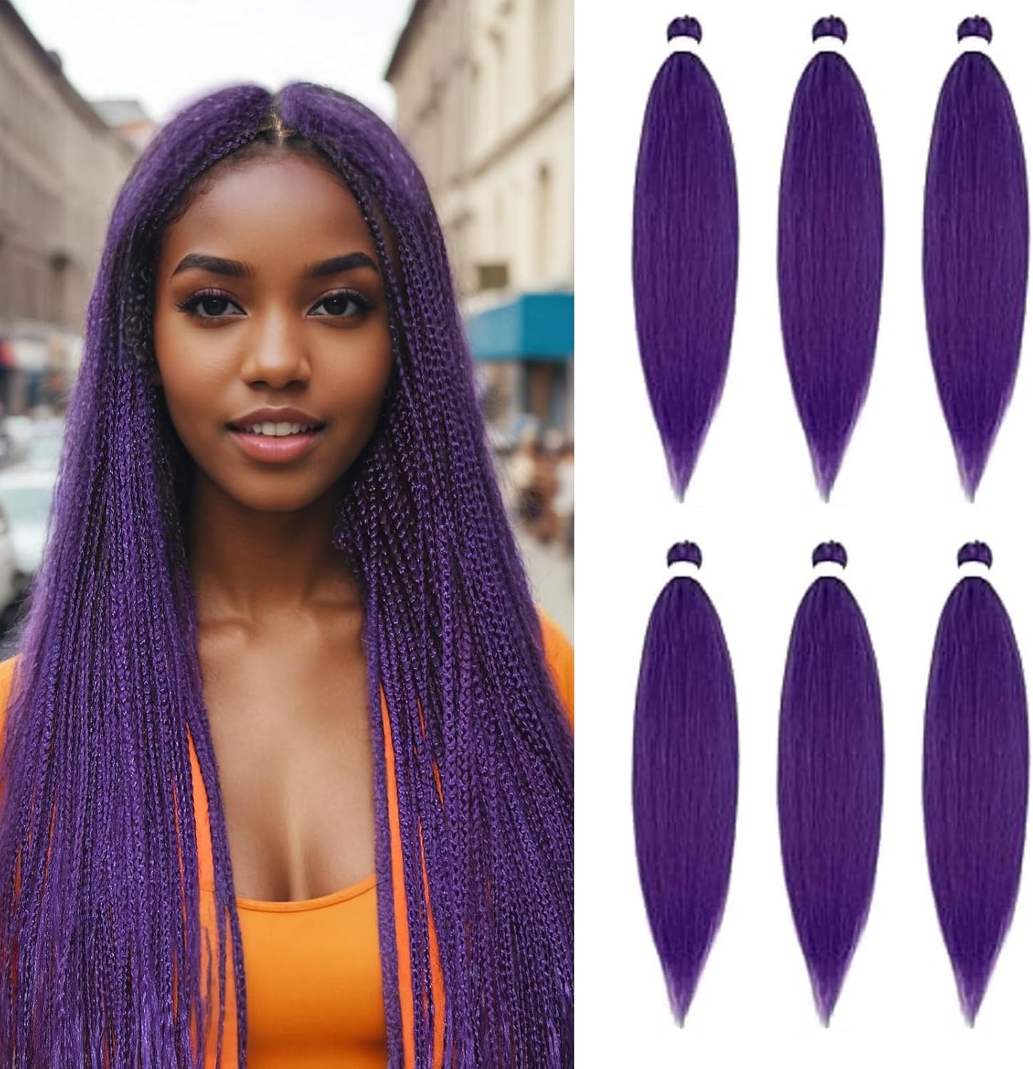 DT CHERYL Pre-Stretched Braiding Hair 26 Inch 6 Packs/Lot Easy Braid Professional Synthetic Fibre Hot Water Setting Professional Soft Yaki Texture Crochet Braids Extension T1B/900 image number 5