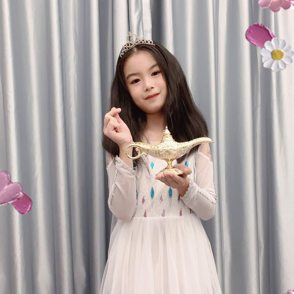 K COOL Classic Aladding Magic Genie Lamp Legend Wishing Light Costume Lamp Metal Carved Cone Incense Burner for Home Tabletop Decoration Party Birthday Halloween Christmas(Beige) image number 4