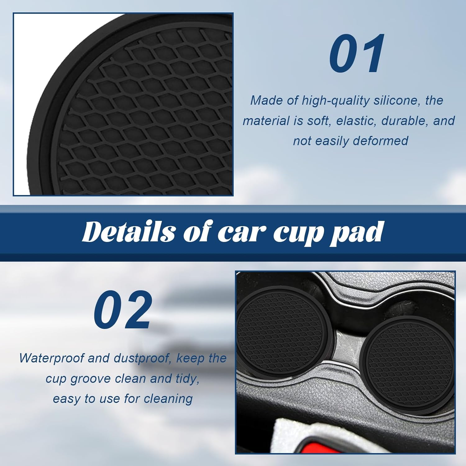 4 Pcs Car Accessories,Car Accessories Interior,Universal Anti-Slip Coasters,Automotive Accessories for All Cars (Black) image number 2