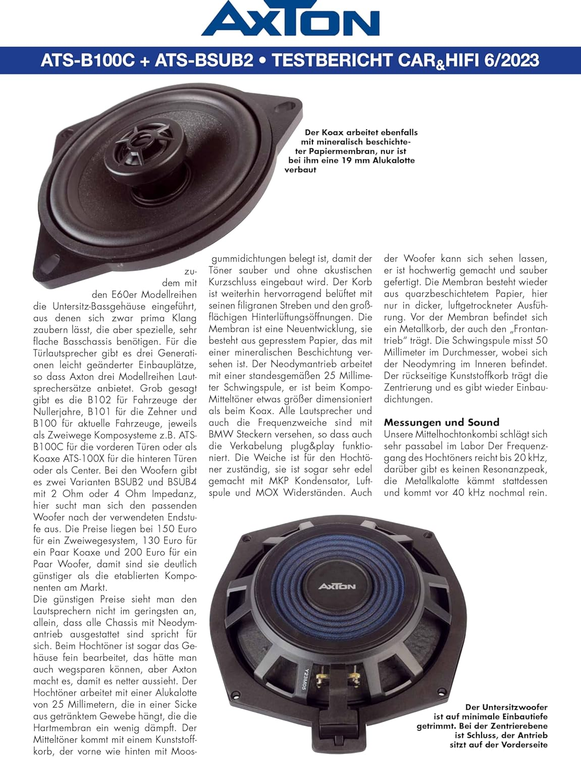 AXTON ATS-BSUB2 - Power 8" / 20Cm Car Underseat Subwoofer Compatible with BMW and Mini Vehicles, Plug & Play Underseat Bass with 2 Ohm Voice Coil, 150W RMS, 1 Pair image number 5