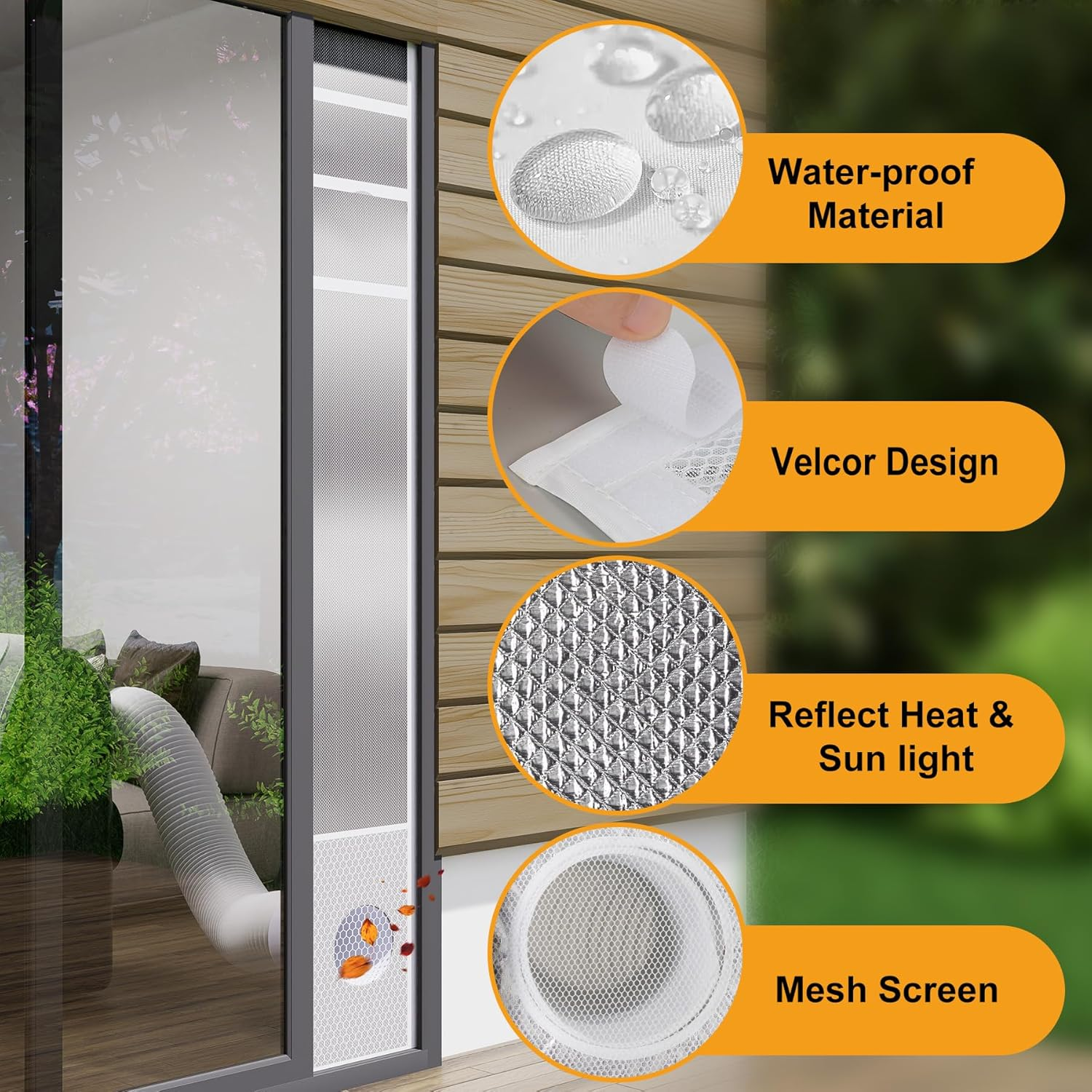 LBG Products Portable AC Sliding Door Seal Kit,Double Layer Seal Kit with Mesh Screen,10 X 76~92 Inches Heat Insulation Sliding Door Seal for Portable AC, Fit for 5" and 5.9" Exhaust Hose image number 4