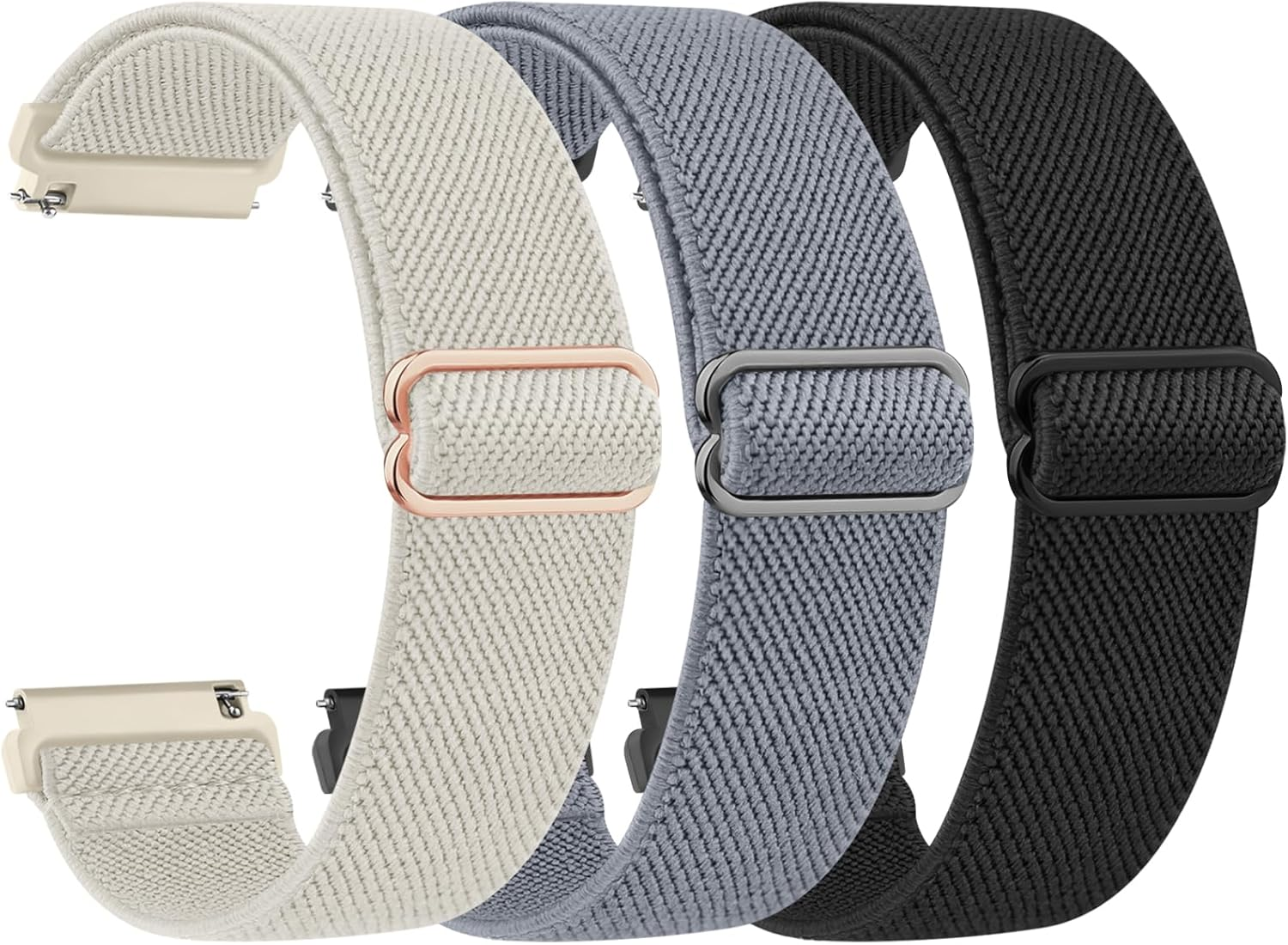 3 Pack Elastic Bands for Garmin Forerunner 245/245 Music Bands Women Men, 20Mm Soft Stretchy Nylon Sport Straps for Garmin Vivoactive 6/5/3 Smartwatch