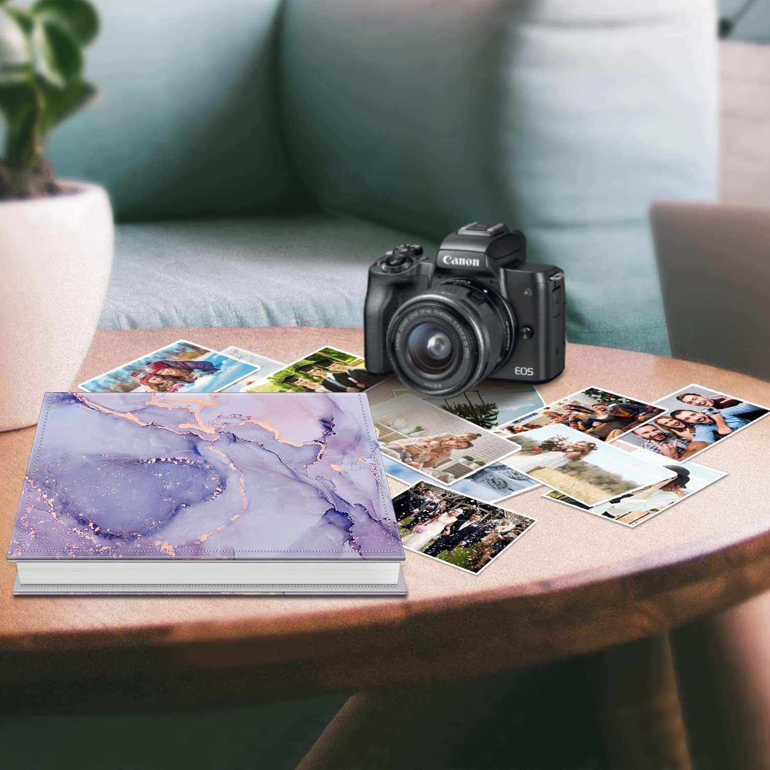 Fintie Photo Album 4X6 Photos - 300 Pockets Large Capacity Premium Vegan Leather Photo Book Cover for Family Wedding Anniversary Baby Vacation Pictures, Lilac Marble - Emerald image number 2