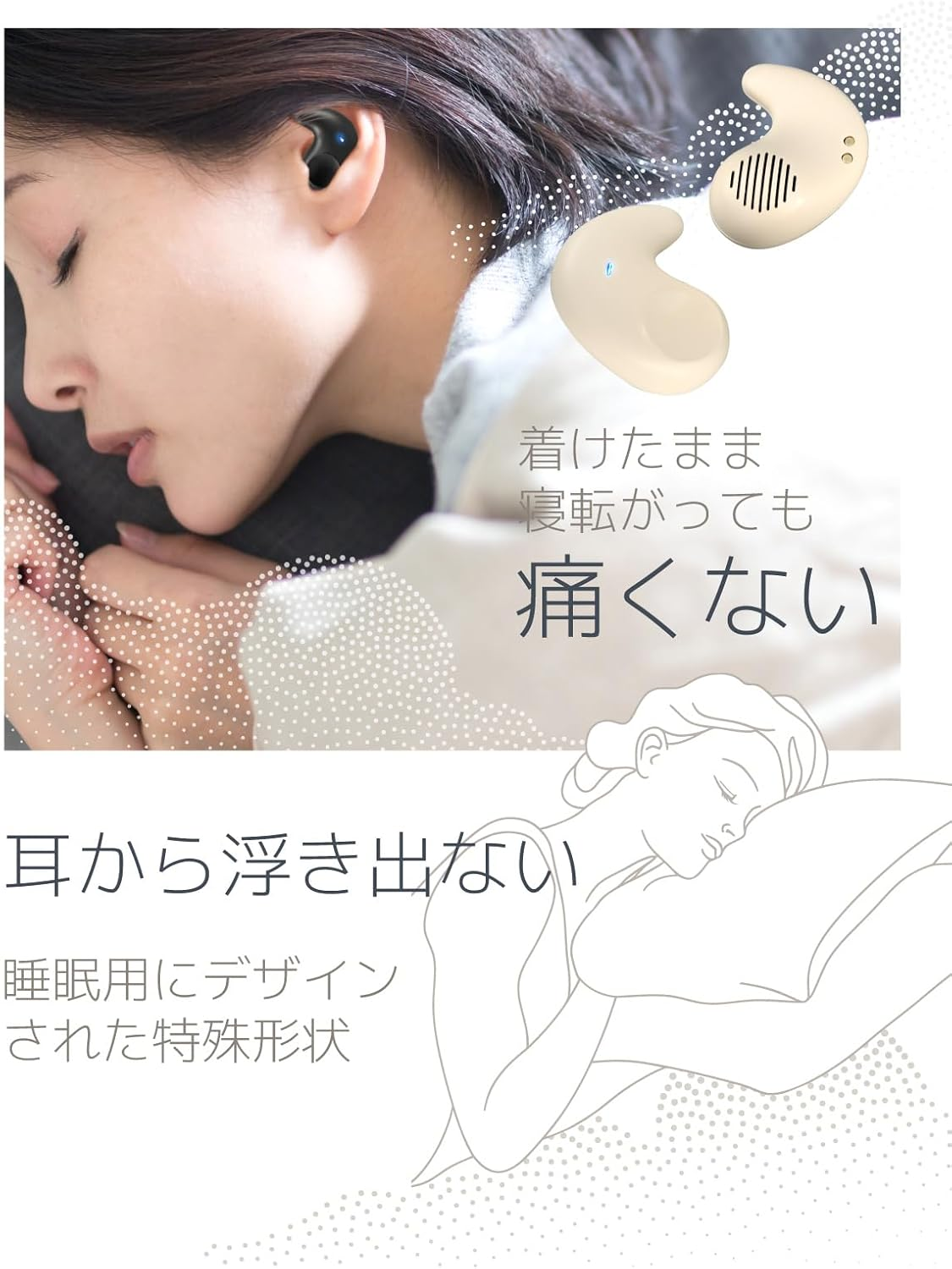 Sleeping Phone, Wireless Earphones, Bluetooth 5.4, Day and Night Earphones, Painless, Stylish, Android Bluetooth Earphones, Automatic Pairing, Long Playback (Black) image number 2