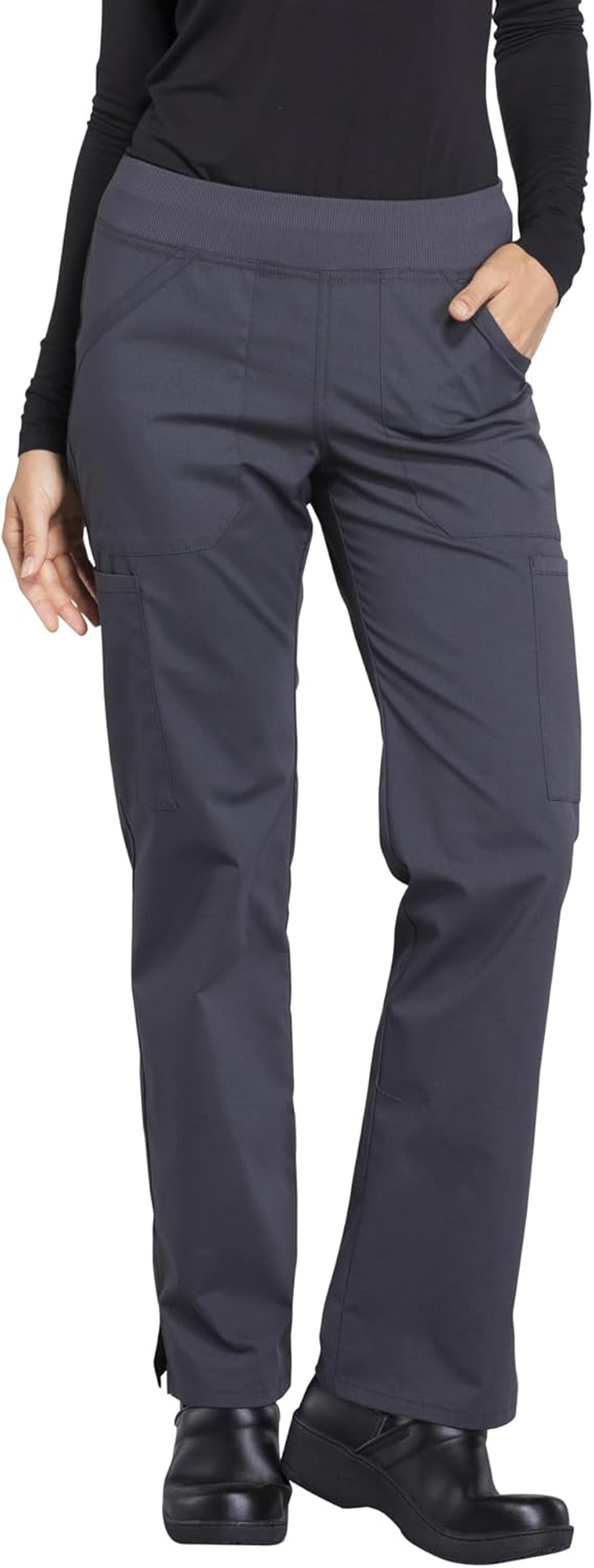 CHEROKEE WW Professionals WW170 Mid Rise Straight Leg Pull-On Pant