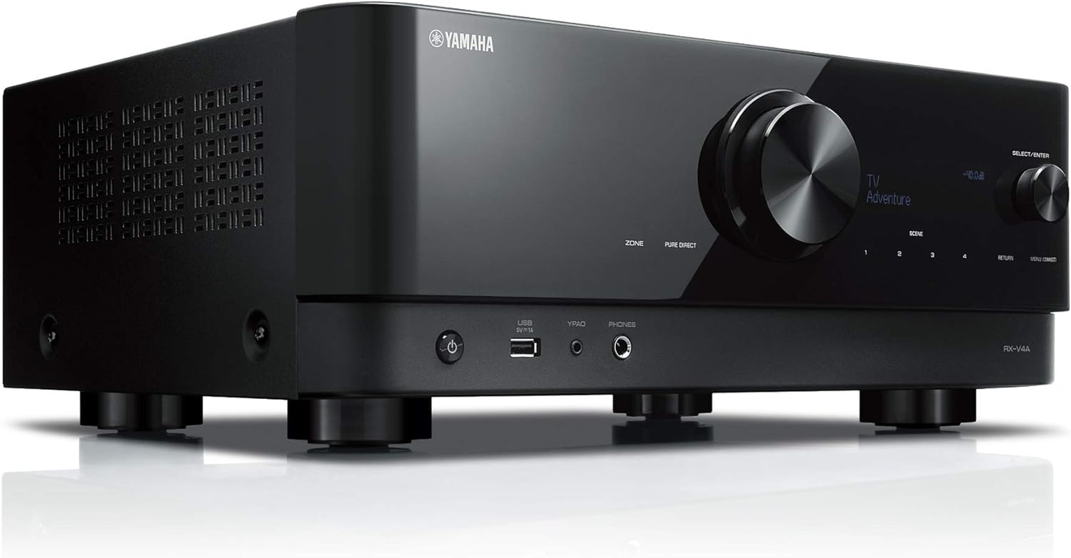 Yamaha AV Receiver RX-V4A(B) 5.1Ch 4K120Hz/Amazon Music/Amazon Alexa/Simple Design with Black Mirror Finish Black image number 1
