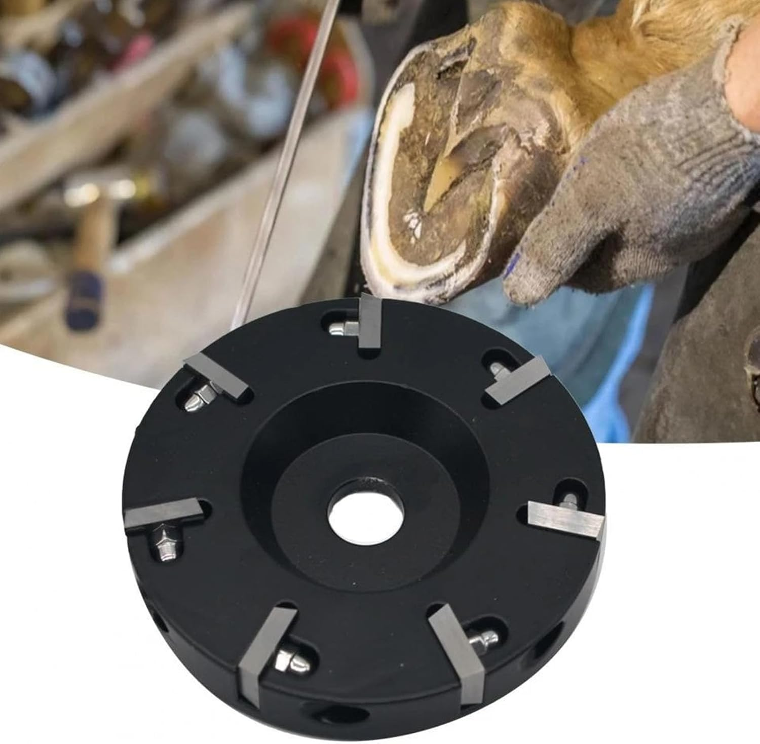 Hoof Trimming Disc, 8 Blades Metal Livestock Hoof Trimming Grinding Wheel, Electric Angle Grinder Attachments Tool, Knife Tool for Cattle Horse Sheep image number 3