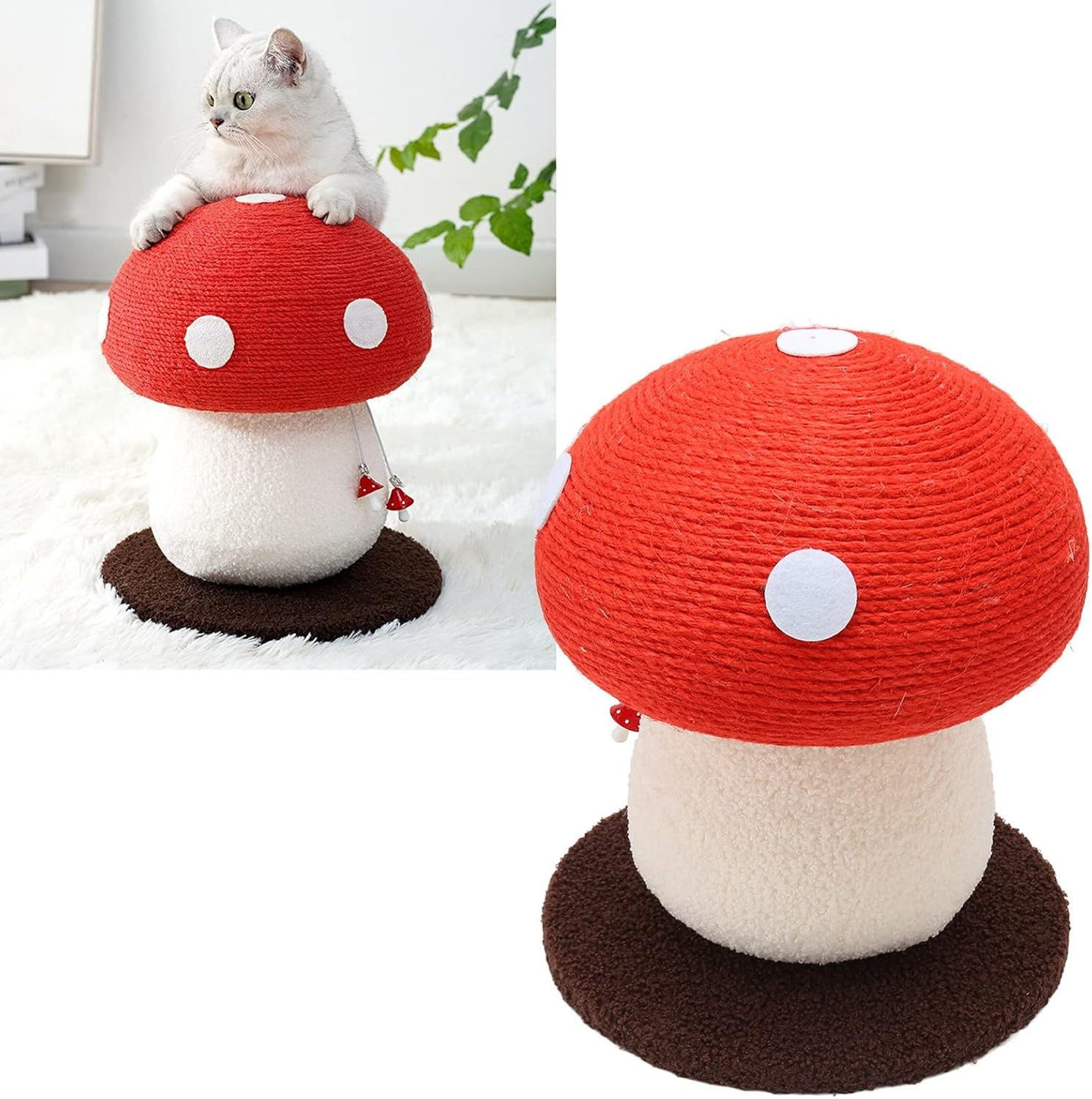 Cat Scratching Post Mushroom Durable,Mushroom Shaped Cat Scratch Pad Durable Grinding Claws Sisal Interactive Skin Friendly Cute Cat Scratching Board for Pets image number 6