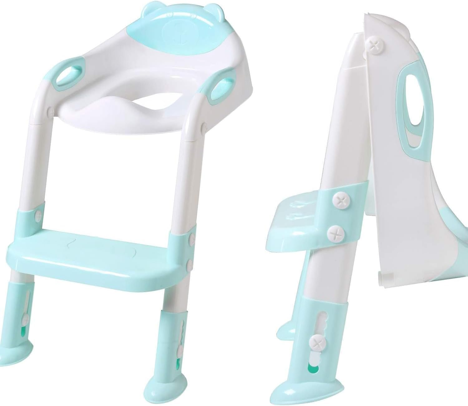 Potty Training Seat for Toddlers and Kids with Step Ladder and Soft Cushion, Universal Toilet Seat for Home Use, Non-Slip, Easy to Clean (Blue) - Mecus