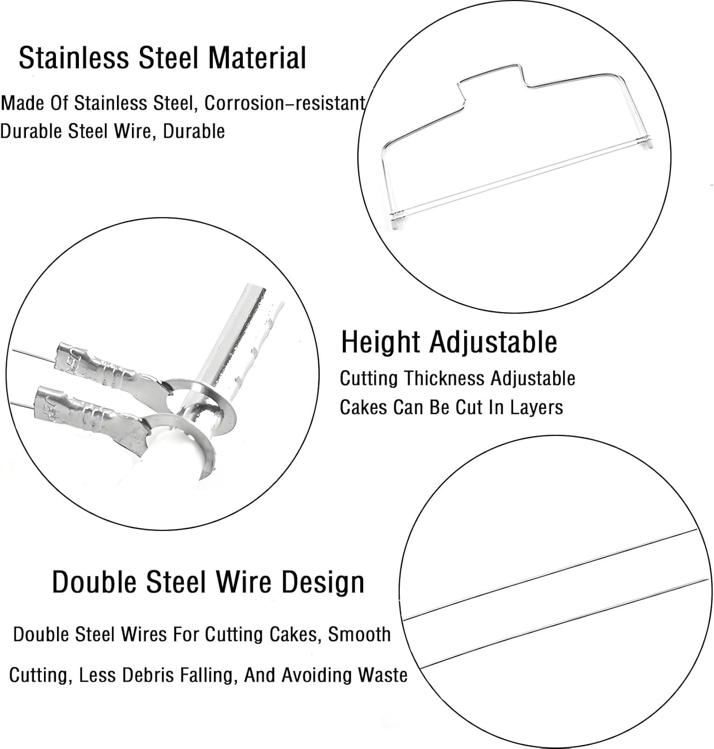MYTOAU Set of 3 Icing Spatulas and Wire Cake Slicer,Professional Cake Angled Offset Spatula Stainless Steel Thickened Frosting Knife with Durable Plastic Handle for Cake Decorating Pastry Baking image number 5