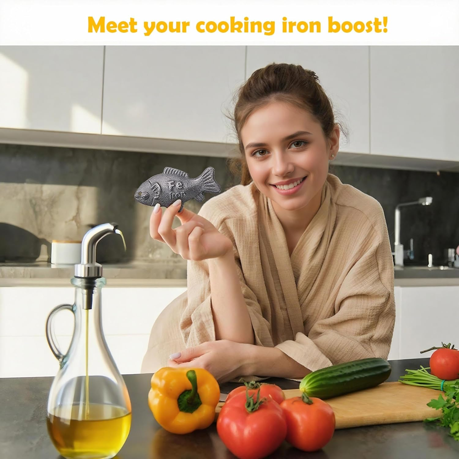 YDCZTYGY 2 Pack Lucky Iron Fish, Add Natural Sources of Iron to Food and Water Effective and Safe Cooking Tool image number 6