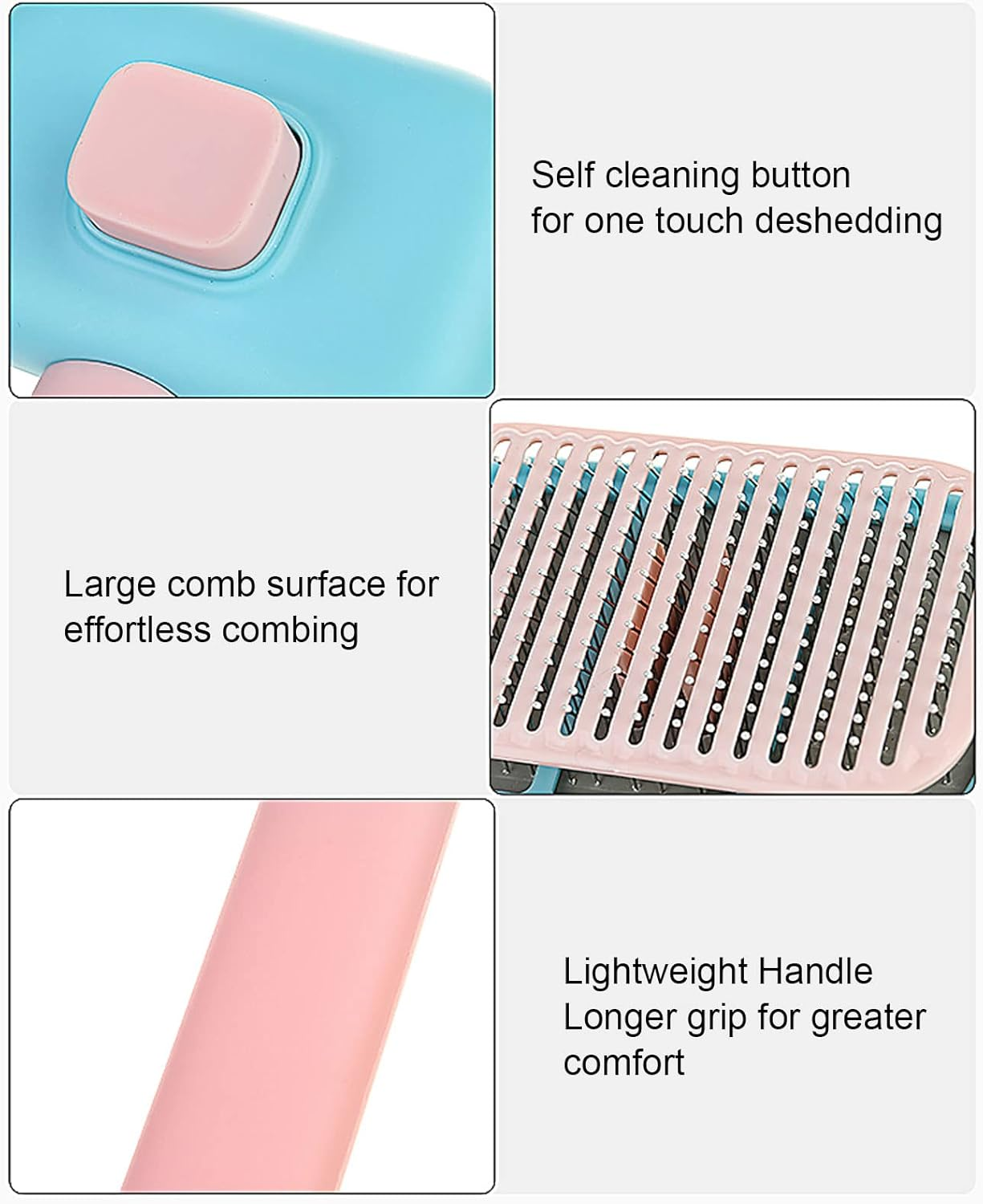 Pet Slicker Brush, Self Cleaning Massage Prevent Slip Dog Cat Grooming Comb, Pet Hair Brush Deshedding Dog Brush Cat Brush for Shedding Hair image number 2