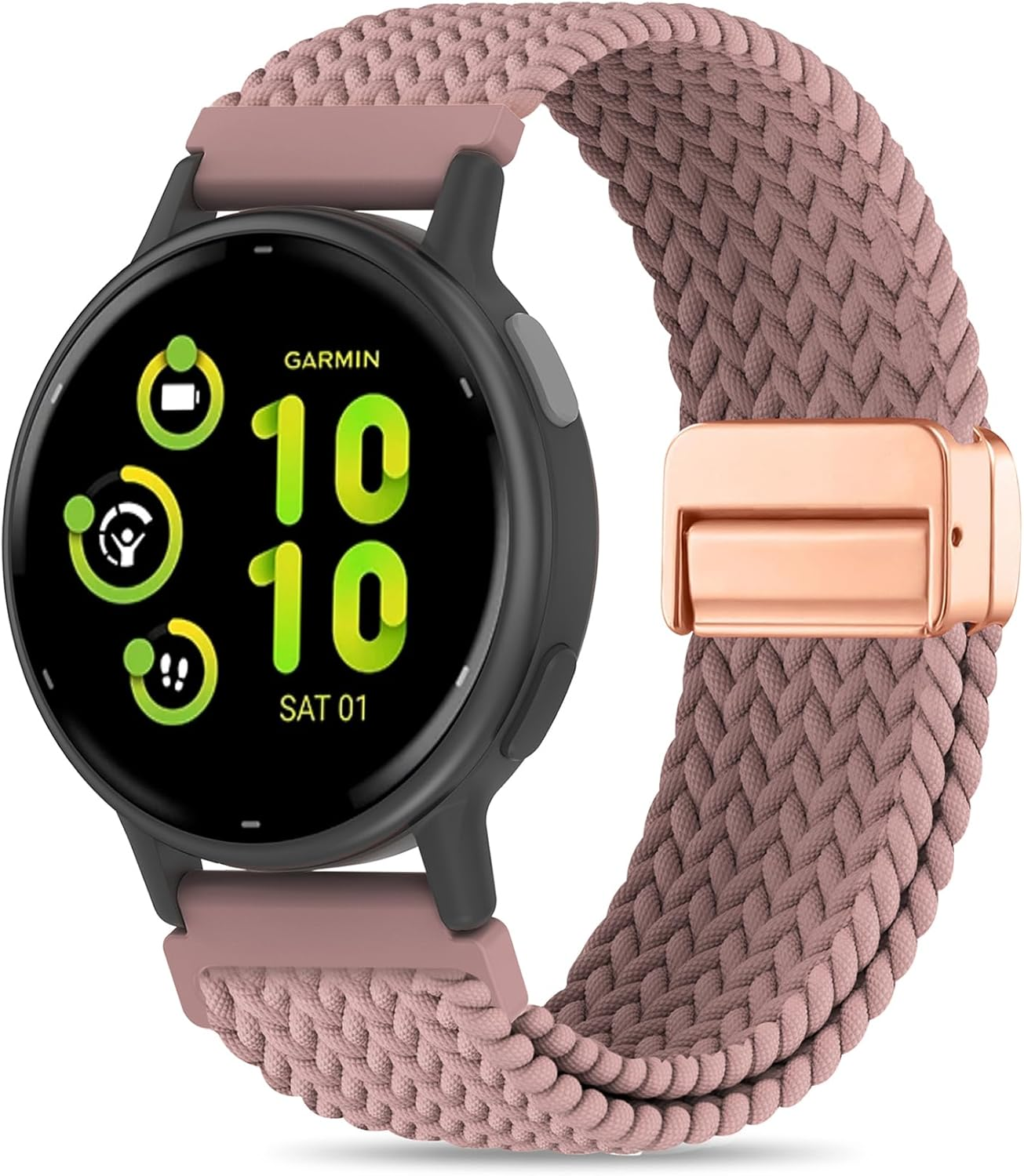 Everact 20Mm Magnetic Braided Watch Bands Compatible with Garmin Vivoactive 5/Vivoactive 6/3/3 Music/Venu Sq 2/Venu, Quick Release Nylon Soft Sport Stretchy Strap for Forerunner 55/165/245/645 - Black image number 4