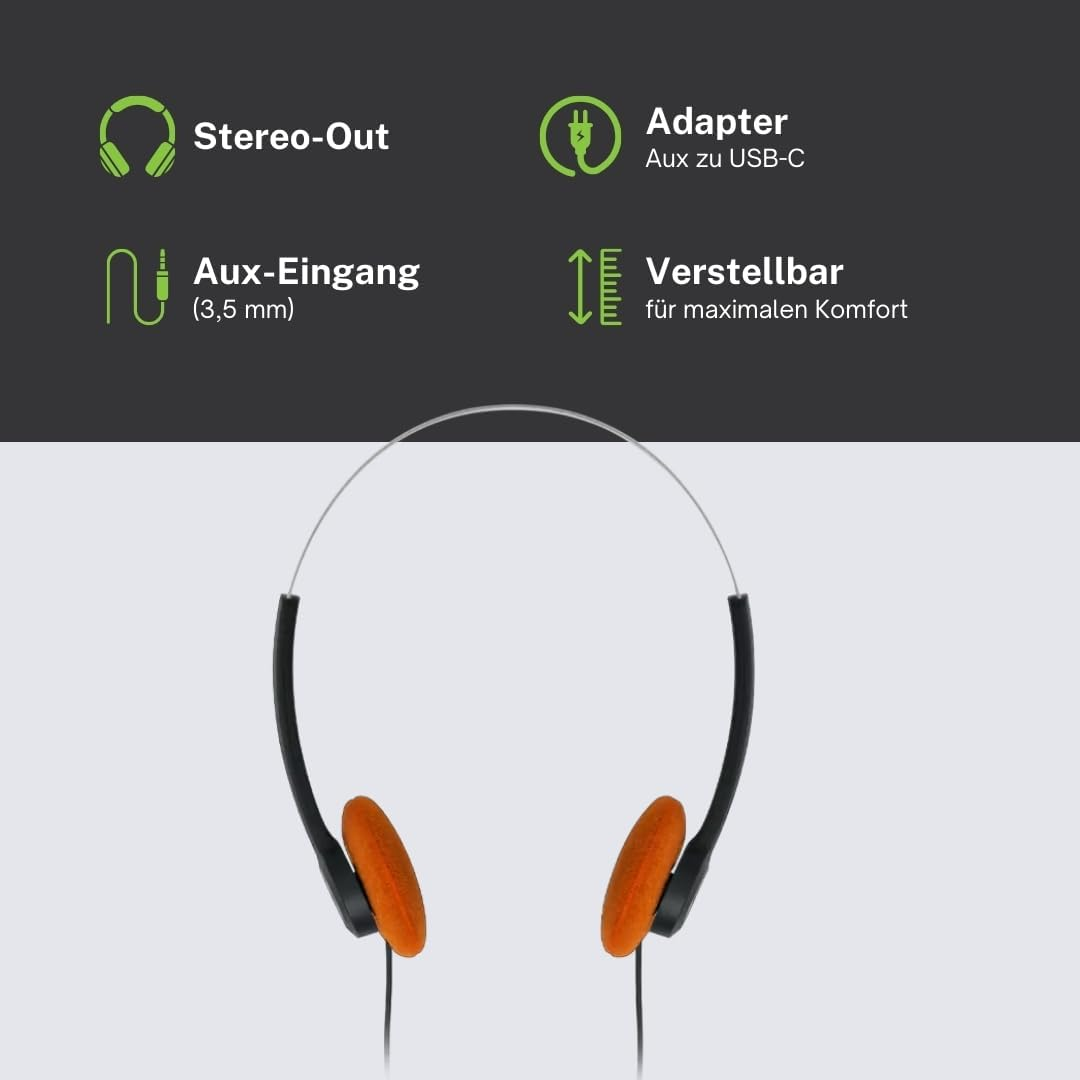 Muse M-206 CF Stereo Headphones | 3.5 Mm Jack with USB-C Adapter | Lightweight Design with Adjustable Metal Headband & 30 Mm Drivers | Retro Style Headphones image number 4