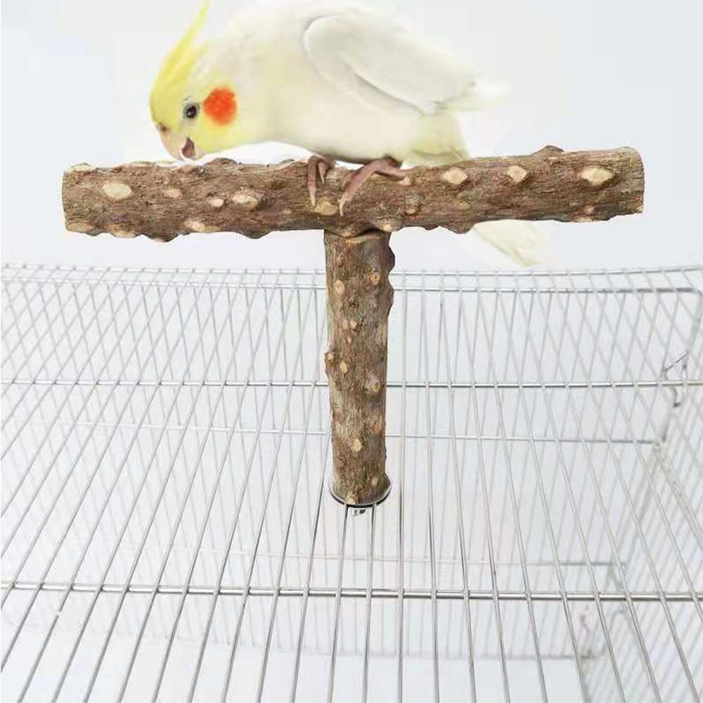 Natural Wood Bird Perch Stand &ndash; Chewing & Climbing Branch for Parrots, Cockatiels, Lovebirds, Budgies, Conures | Cage Accessories with Paw Grinding Fork | Safe Bird Toys & Perches image number 5