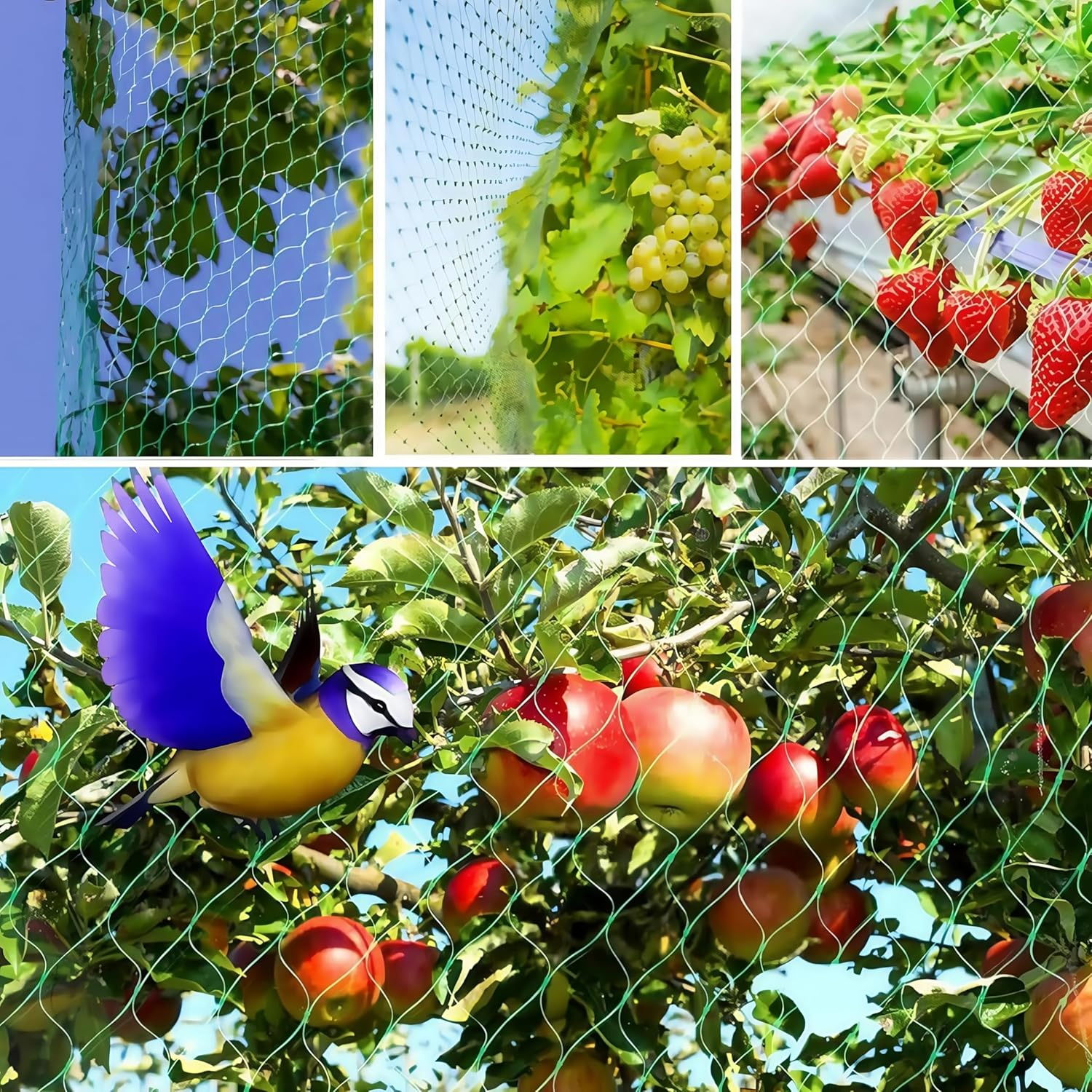 2 Pcs anti Bird Protection Net, 4 X 10 M Reusable Fence Net,Deer Fence Netting,For Garden Protection,Fruit Trees Vegetables against Birds,Squirrels,Poultry,Other Animals,Mesh 1.5 * 1.5 Cm image number 2