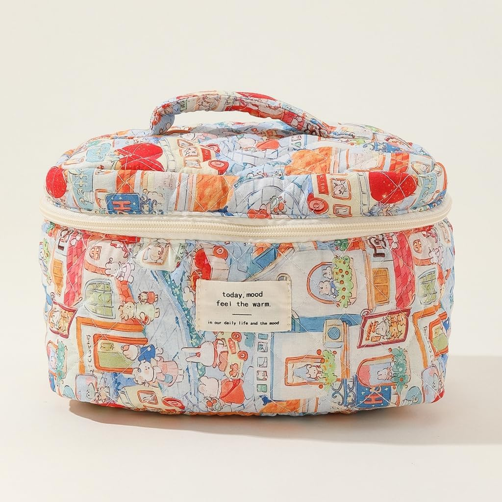 DDPOND Makeup Bag Quilted Toiletry Bags Cosmetic Bag for Travel Makeup Organizer Bag - Color Stripes image number 7